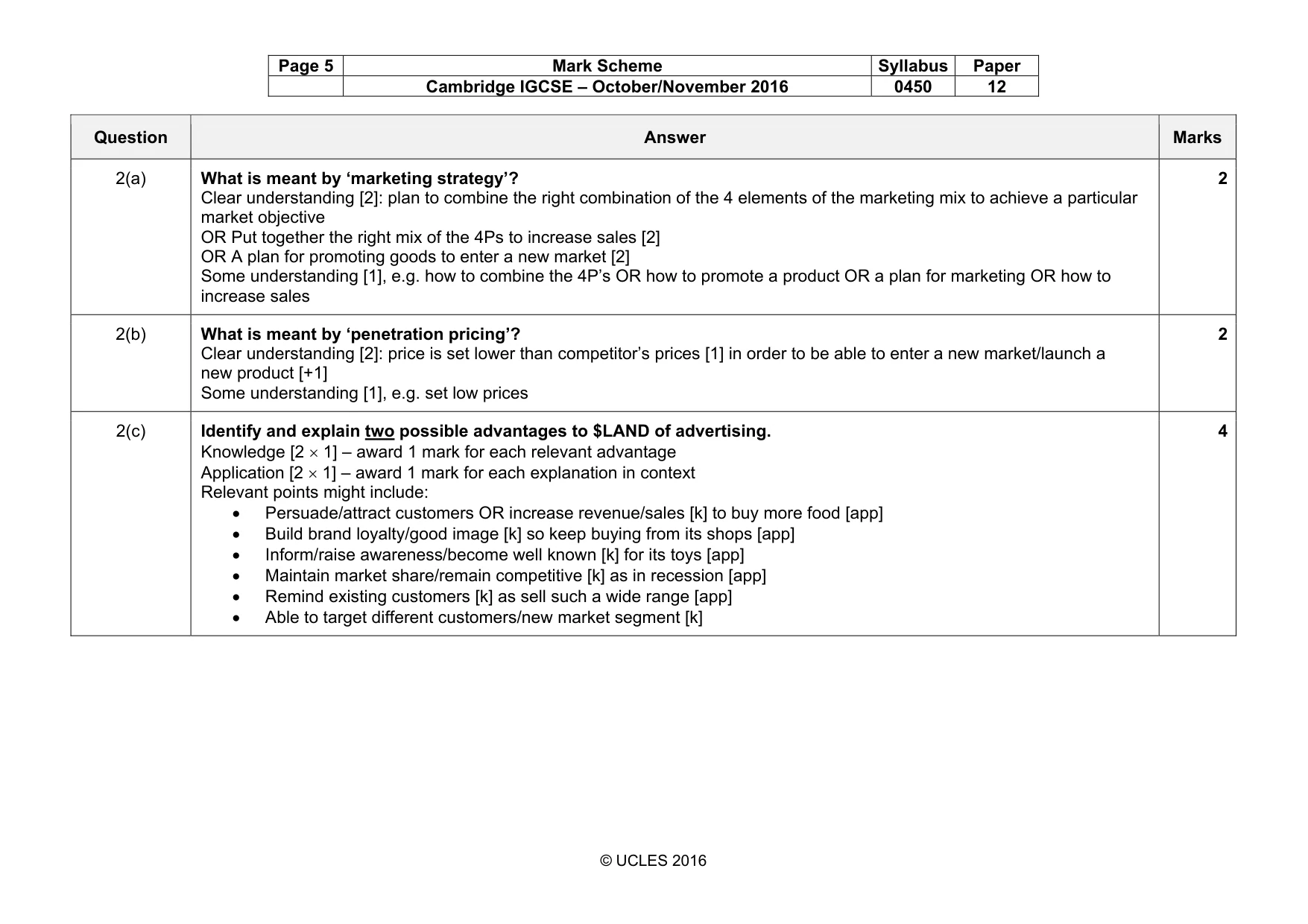 Mark scheme, page 5 of 12