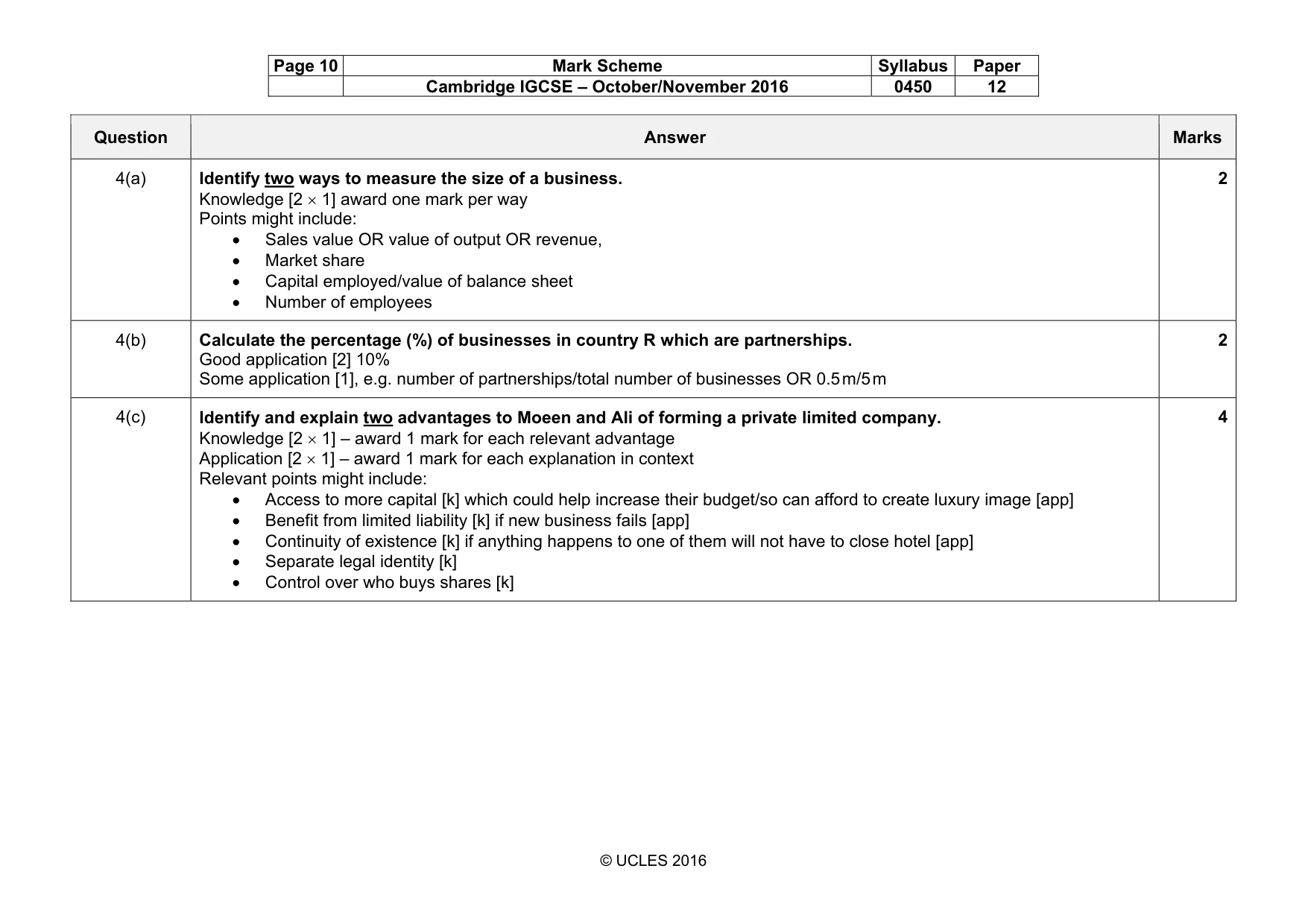 Mark scheme, page 10 of 12