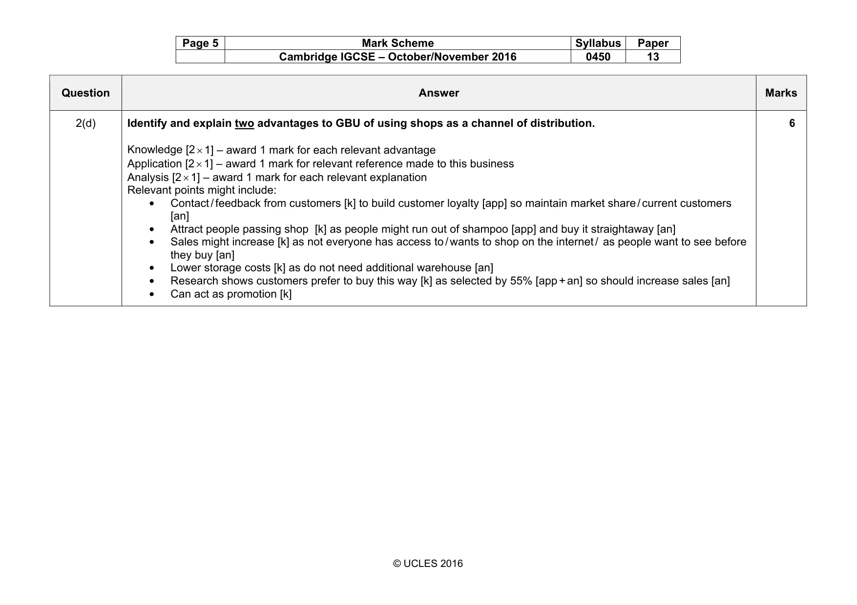 Mark scheme, page 5 of 10