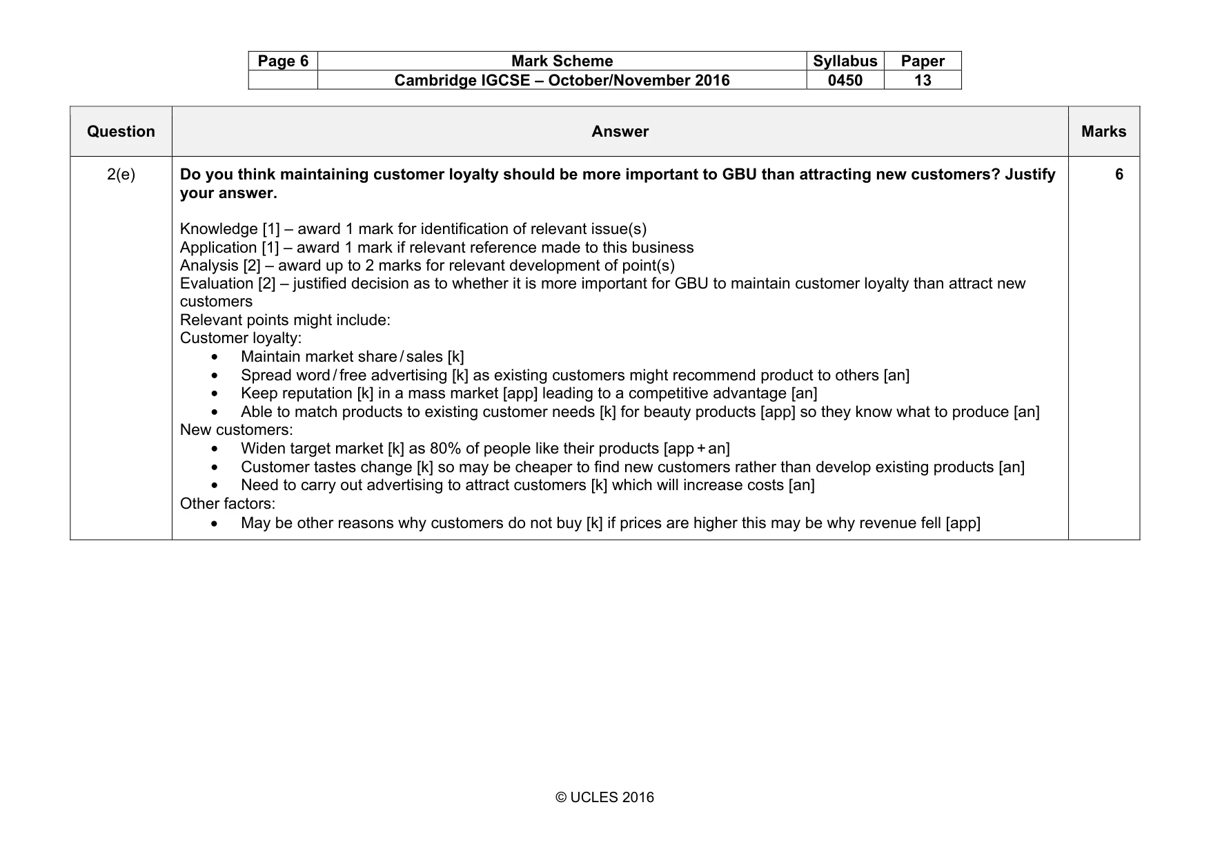 Mark scheme, page 6 of 10