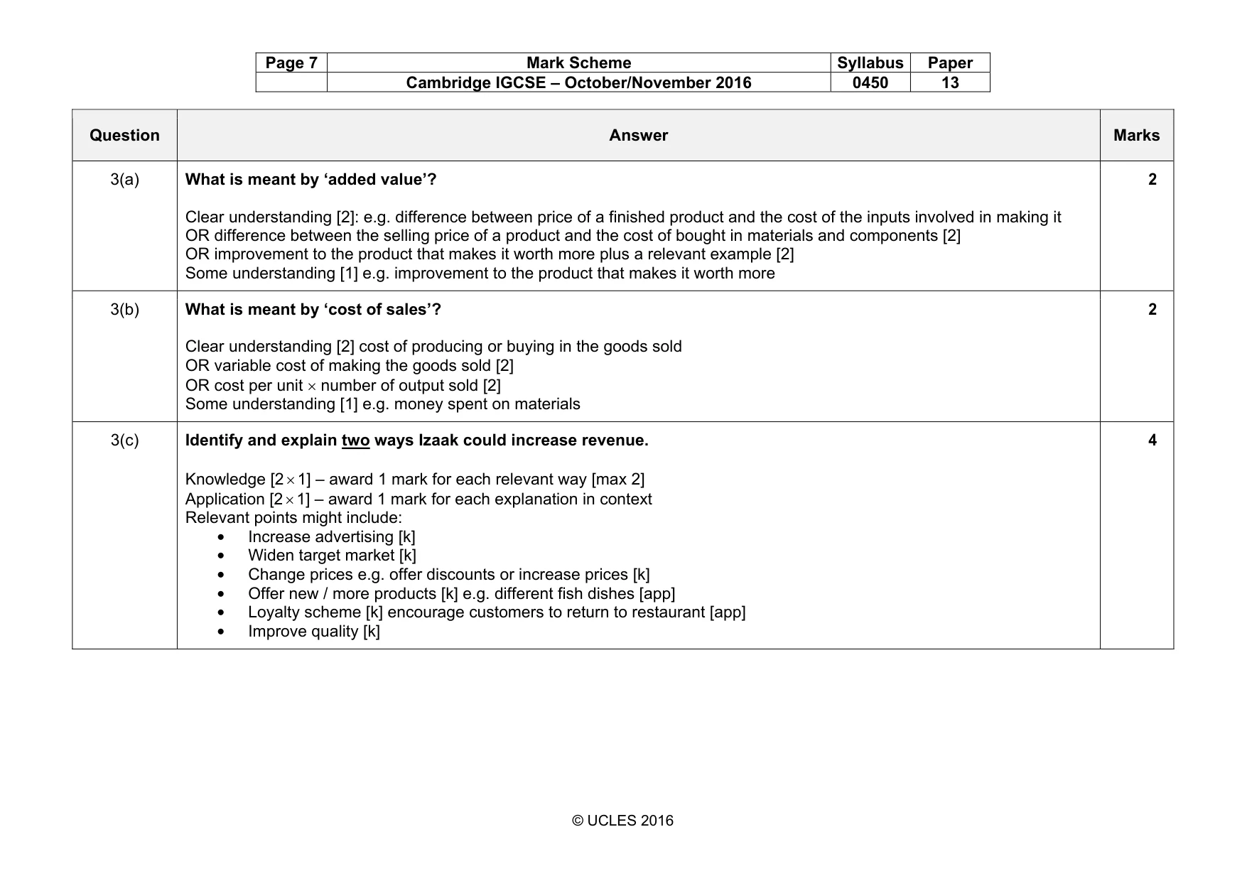 Mark scheme, page 7 of 10
