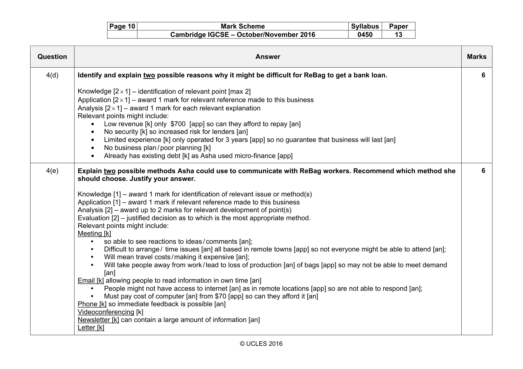 Mark scheme, page 10 of 10