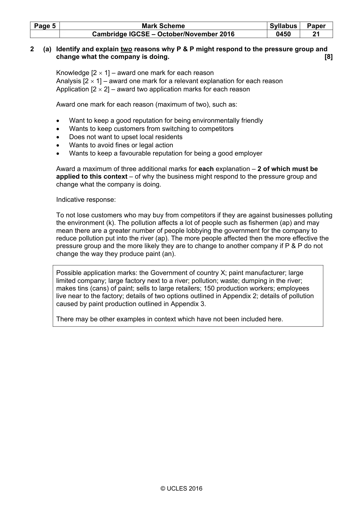 Mark scheme, page 5 of 11
