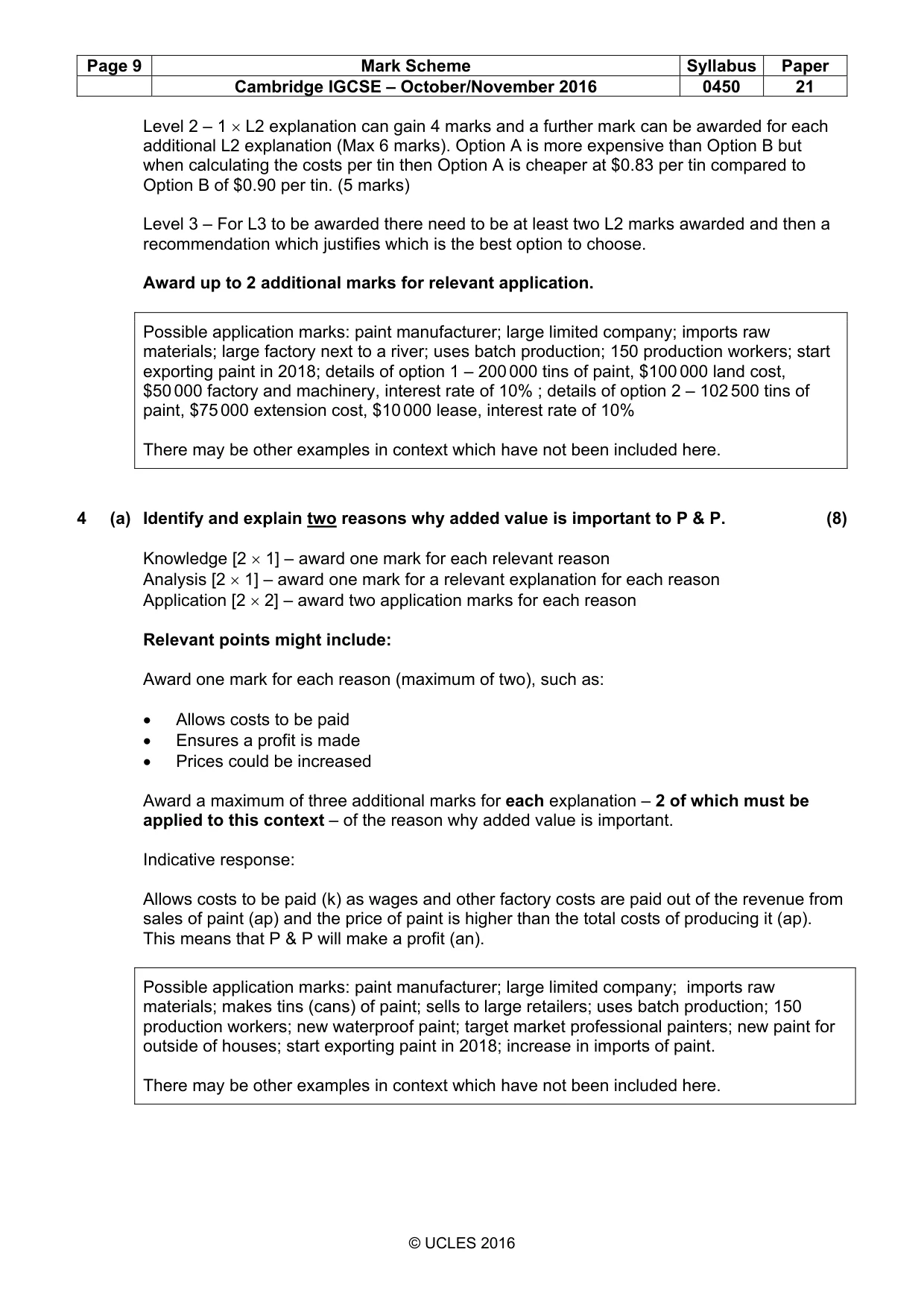 Mark scheme, page 9 of 11