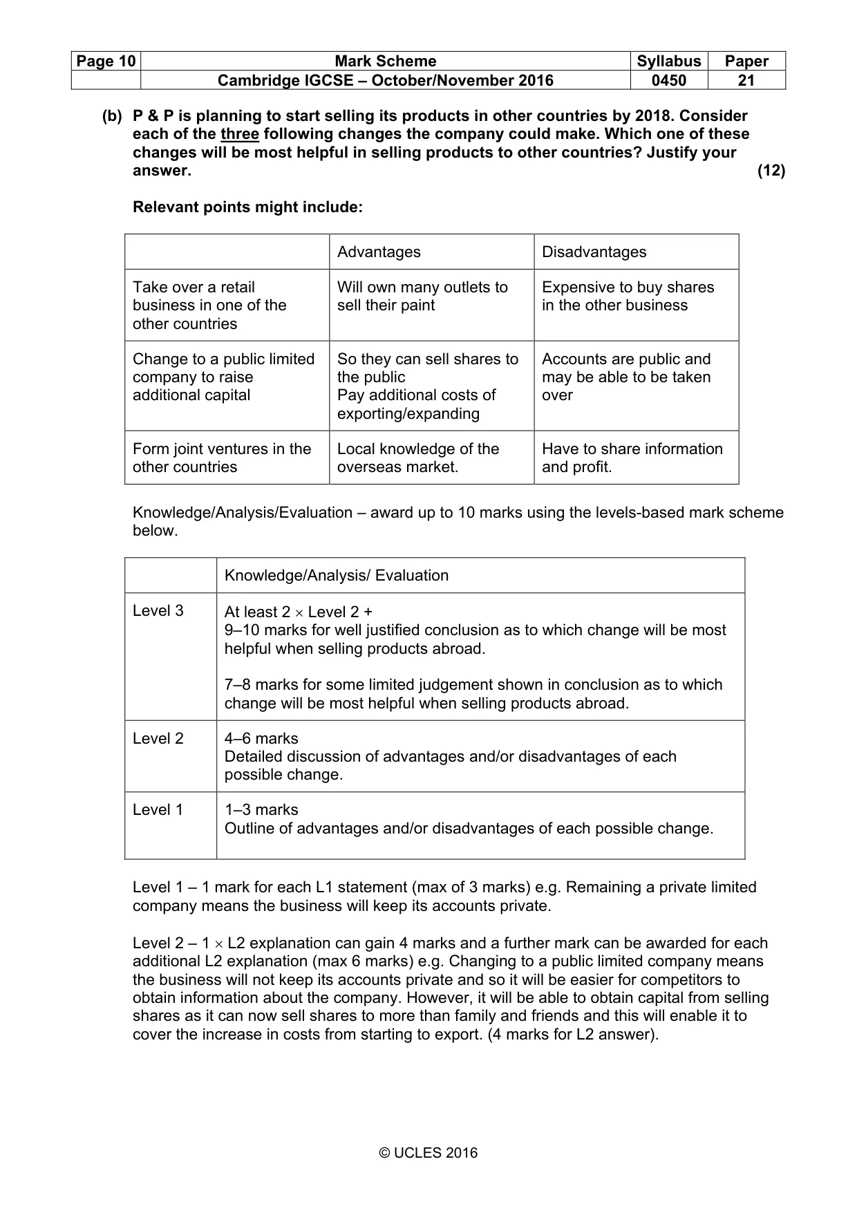 Mark scheme, page 10 of 11