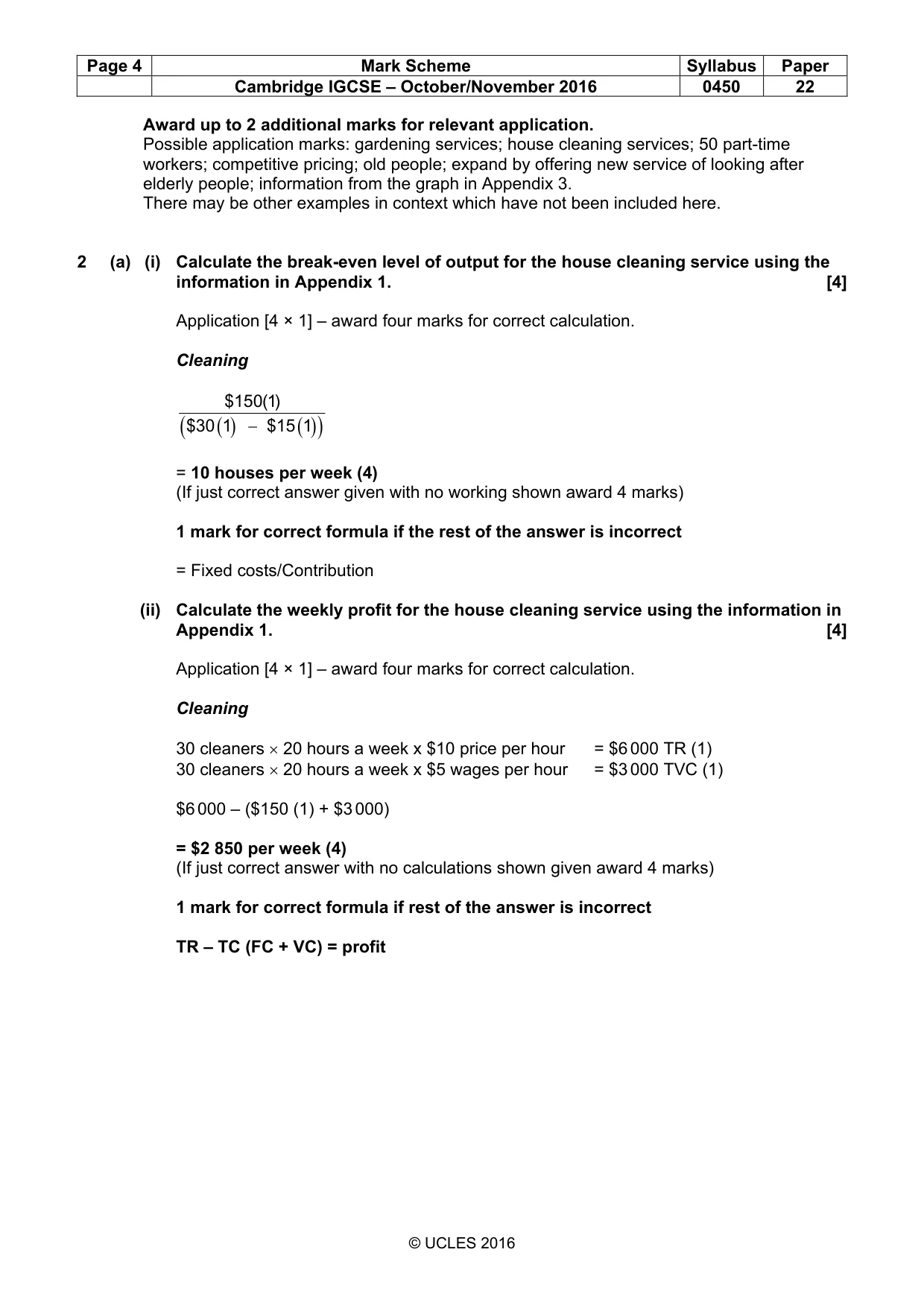 Mark scheme, page 4 of 10