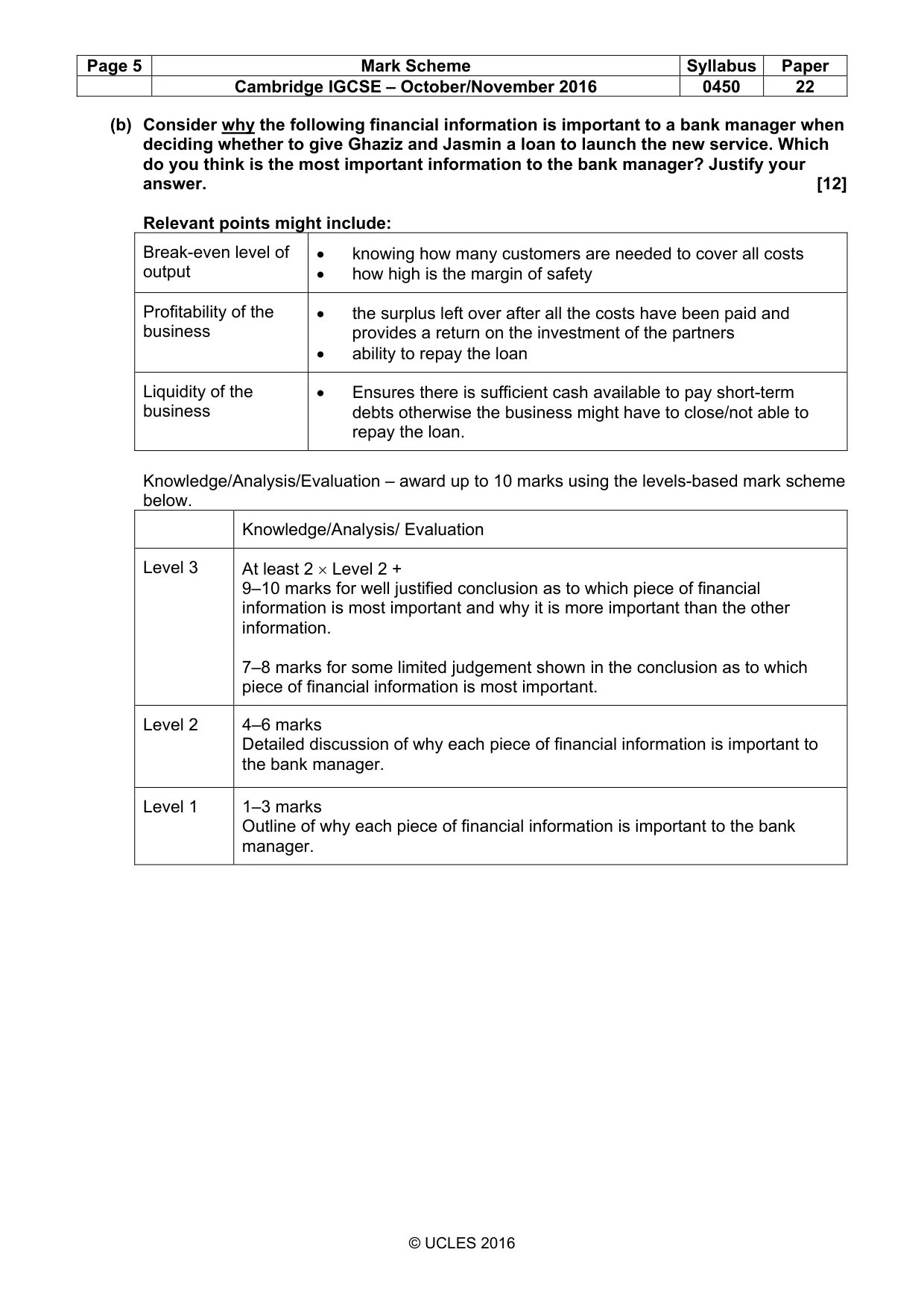 Mark scheme, page 5 of 10