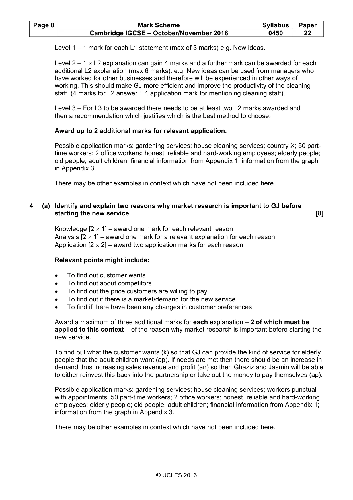 Mark scheme, page 8 of 10