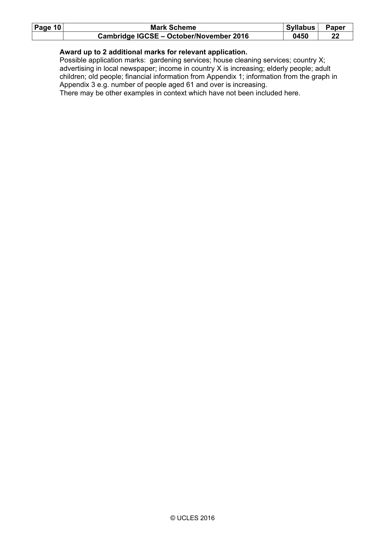 Mark scheme, page 10 of 10