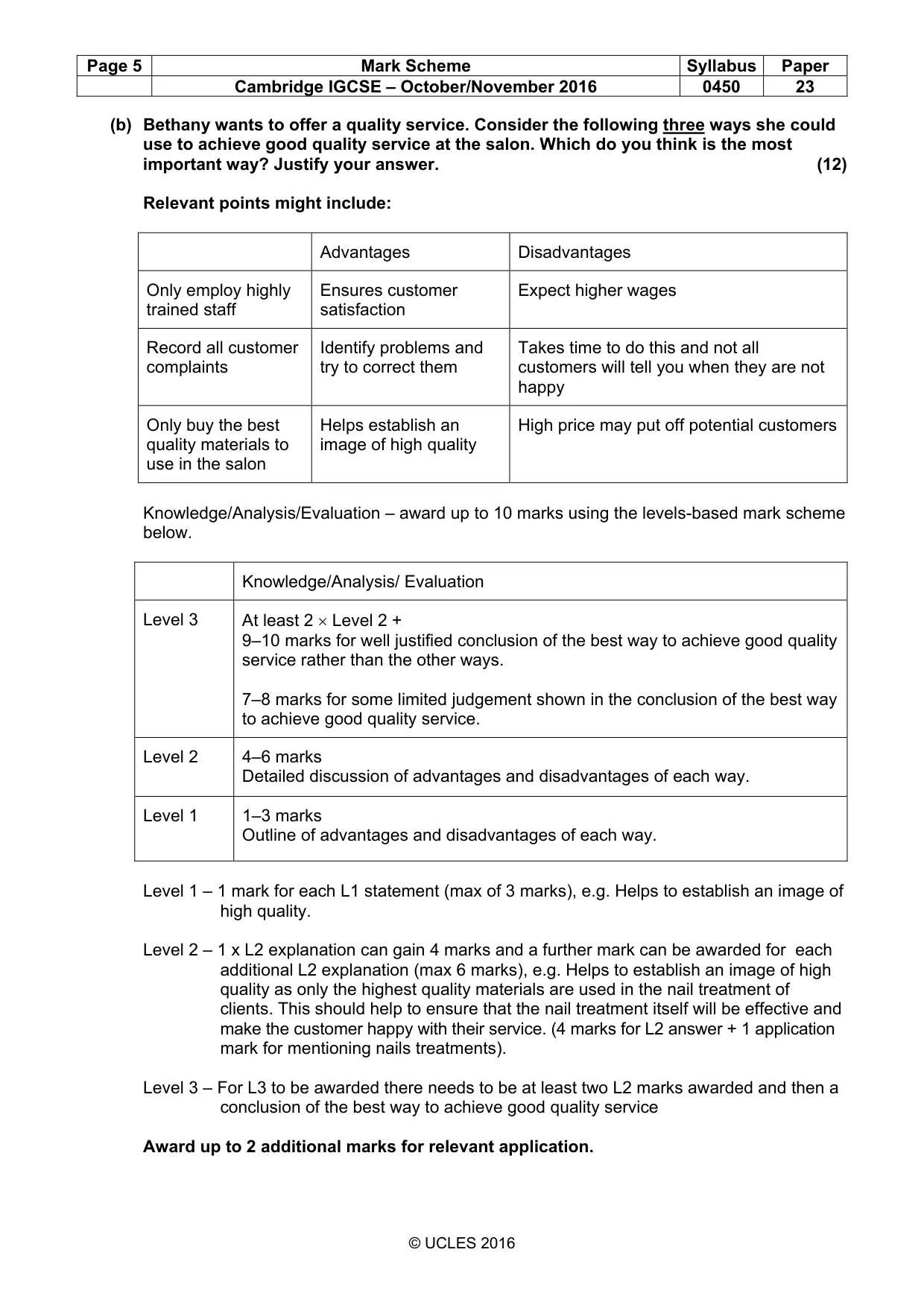 Mark scheme, page 5 of 9