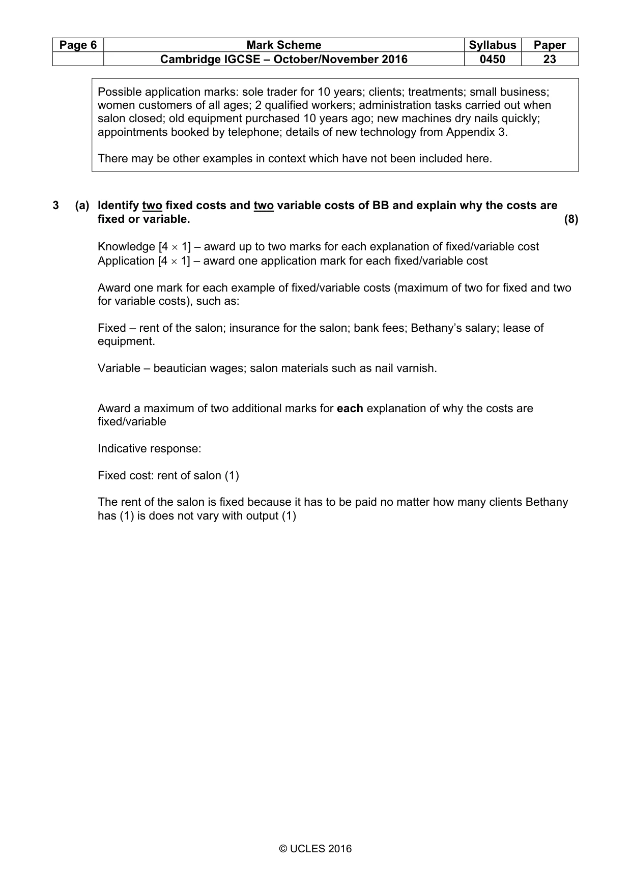 Mark scheme, page 6 of 9