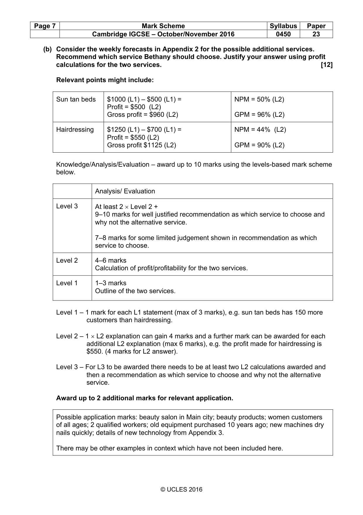 Mark scheme, page 7 of 9
