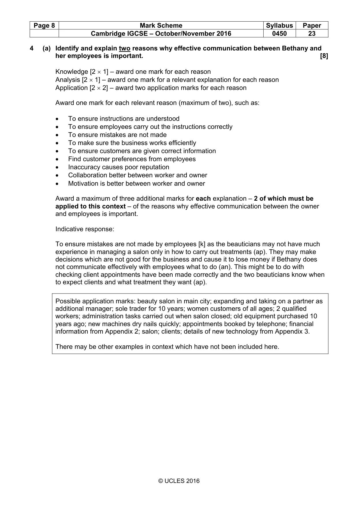 Mark scheme, page 8 of 9
