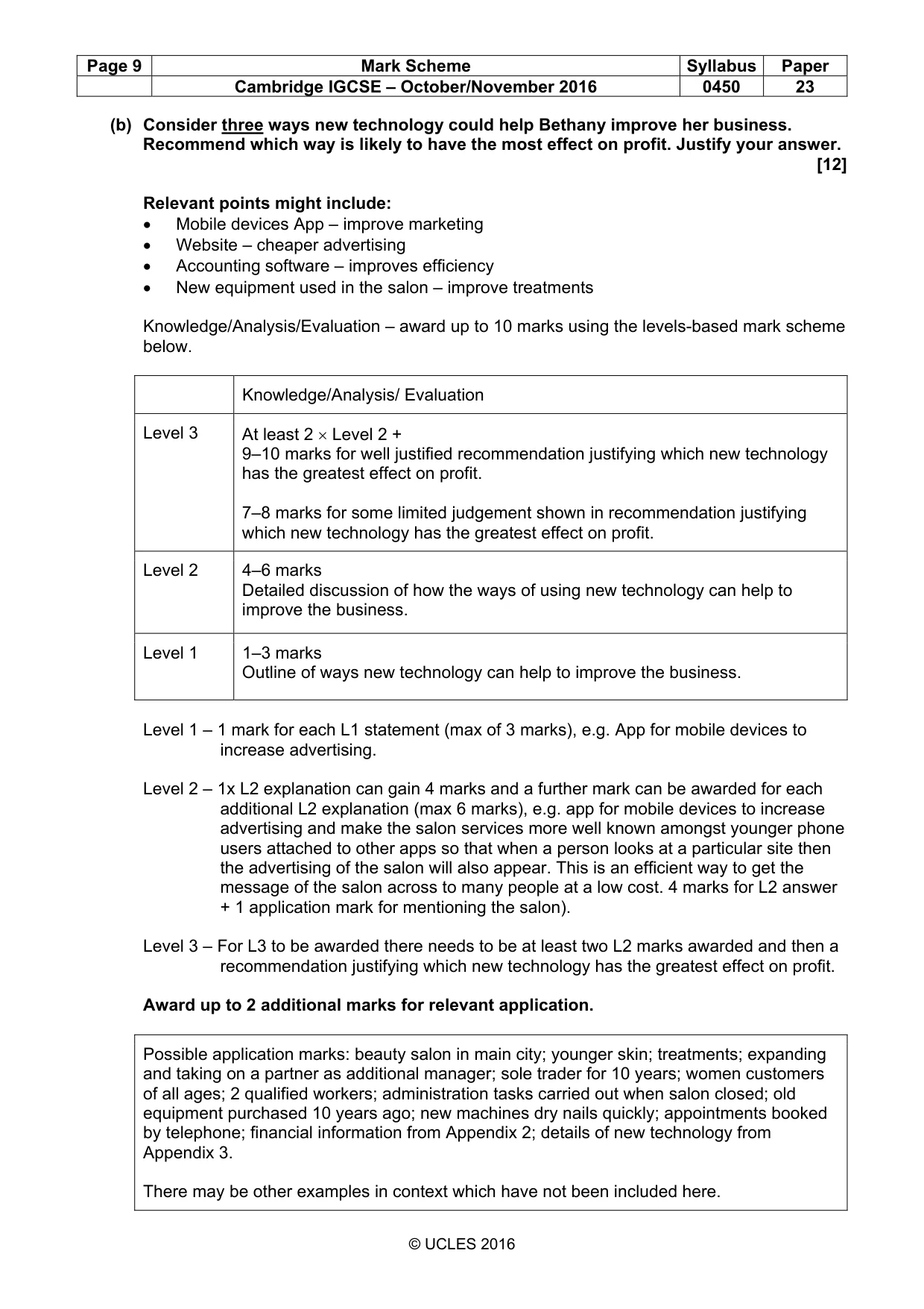 Mark scheme, page 9 of 9