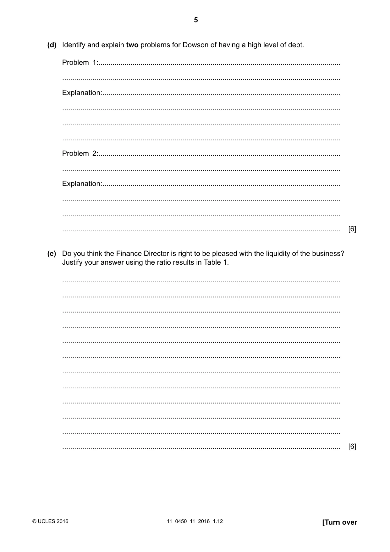 Cambridge IGCSE Business Studies 0450 2016 Oct/Nov Paper 1 · Variant 1 question paper, page 5 of 12