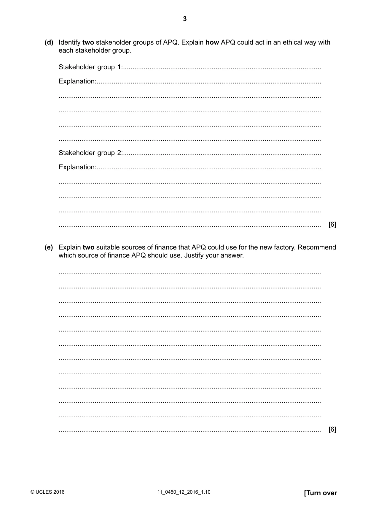 Cambridge IGCSE Business Studies 0450 2016 Oct/Nov Paper 1 · Variant 2 question paper, page 3 of 12