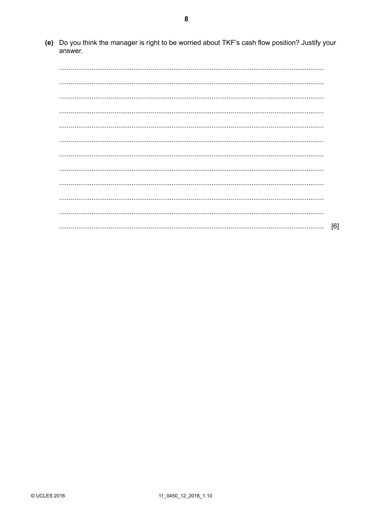 Cambridge IGCSE Business Studies 0450 2016 Oct/Nov Paper 1 · Variant 2 question paper, page 8 of 12