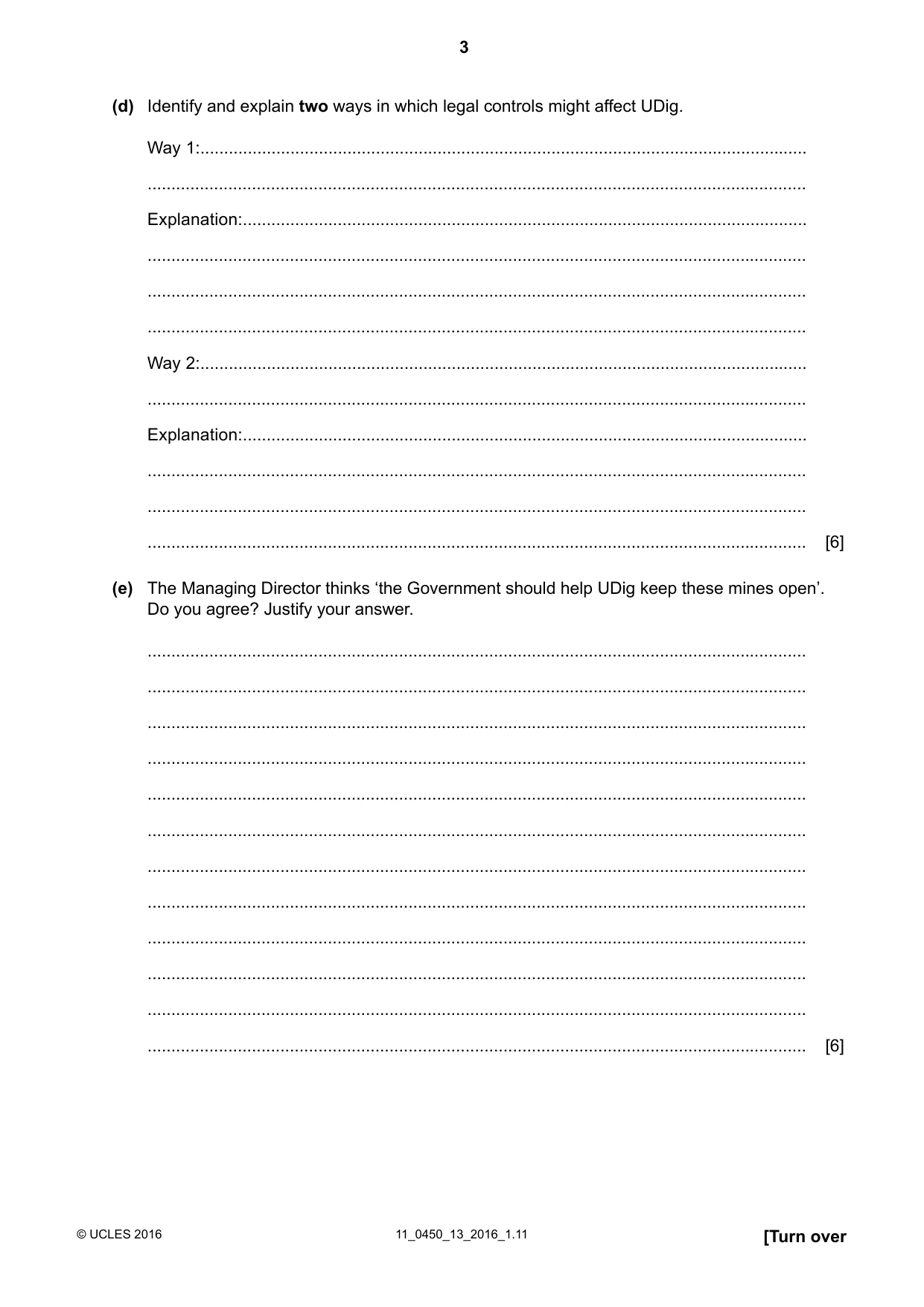 Cambridge IGCSE Business Studies 0450 2016 Oct/Nov Paper 1 · Variant 3 question paper, page 3 of 12