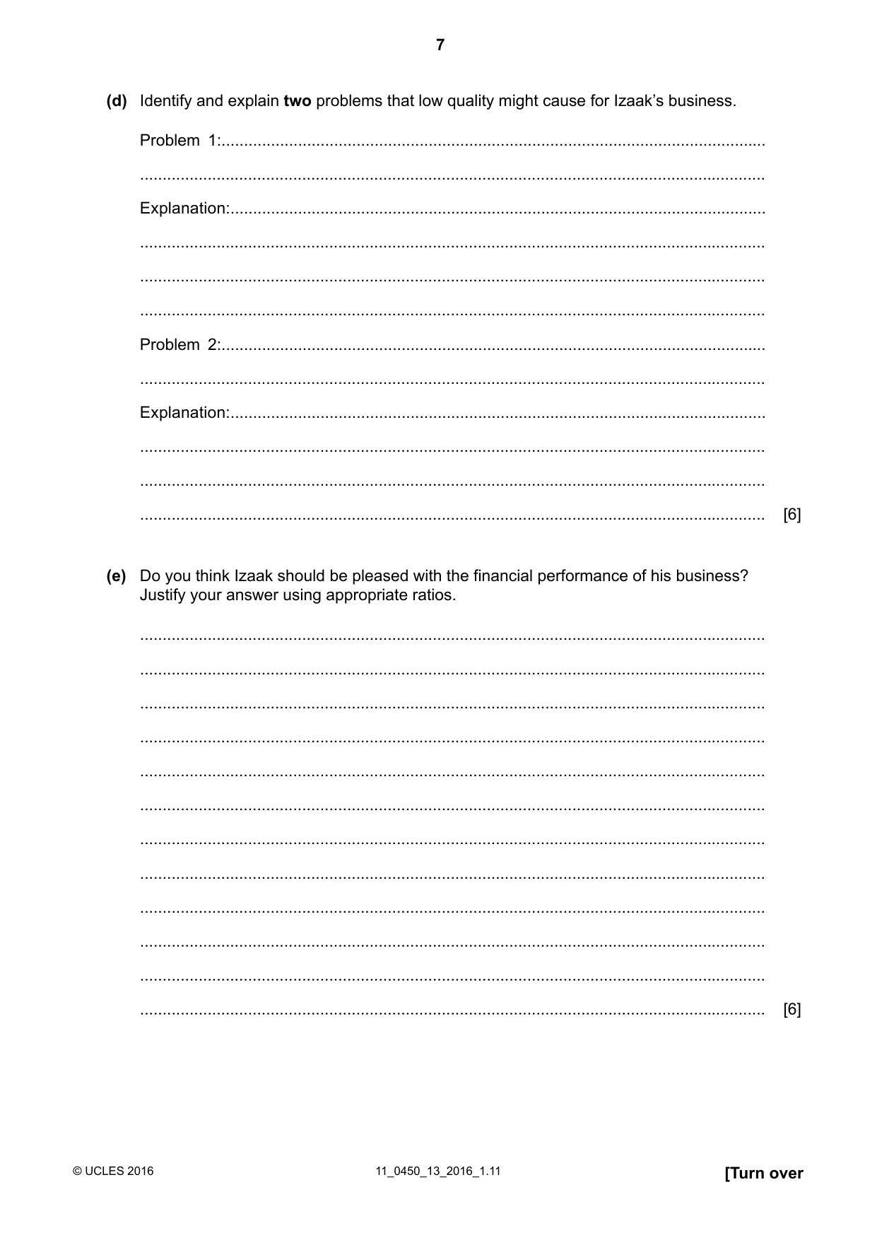Cambridge IGCSE Business Studies 0450 2016 Oct/Nov Paper 1 · Variant 3 question paper, page 7 of 12