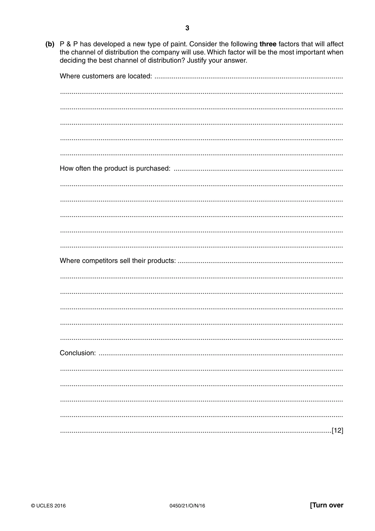 Cambridge IGCSE Business Studies 0450 2016 Oct/Nov Paper 2 · Variant 1 question paper, page 3 of 12