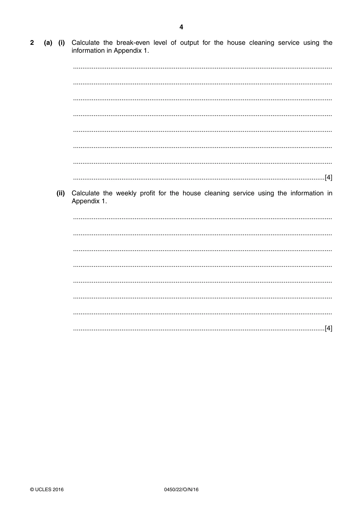Cambridge IGCSE Business Studies 0450 2016 Oct/Nov Paper 2 · Variant 2 question paper, page 4 of 12