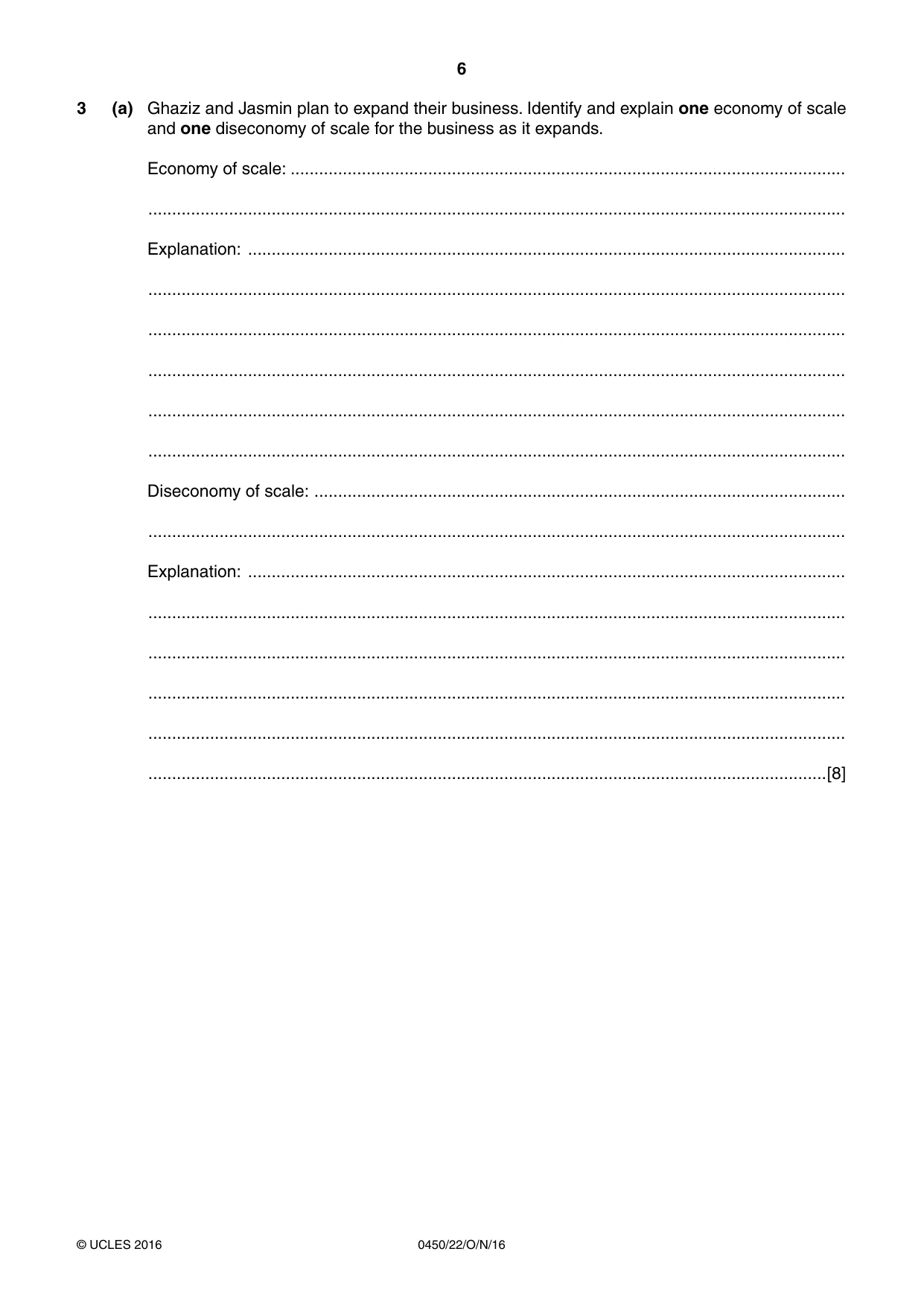 Cambridge IGCSE Business Studies 0450 2016 Oct/Nov Paper 2 · Variant 2 question paper, page 6 of 12