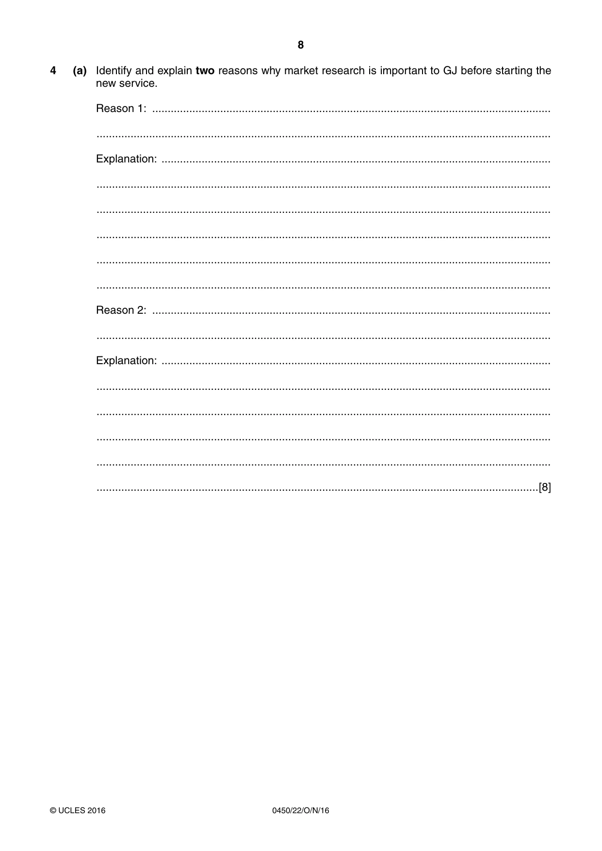 Cambridge IGCSE Business Studies 0450 2016 Oct/Nov Paper 2 · Variant 2 question paper, page 8 of 12