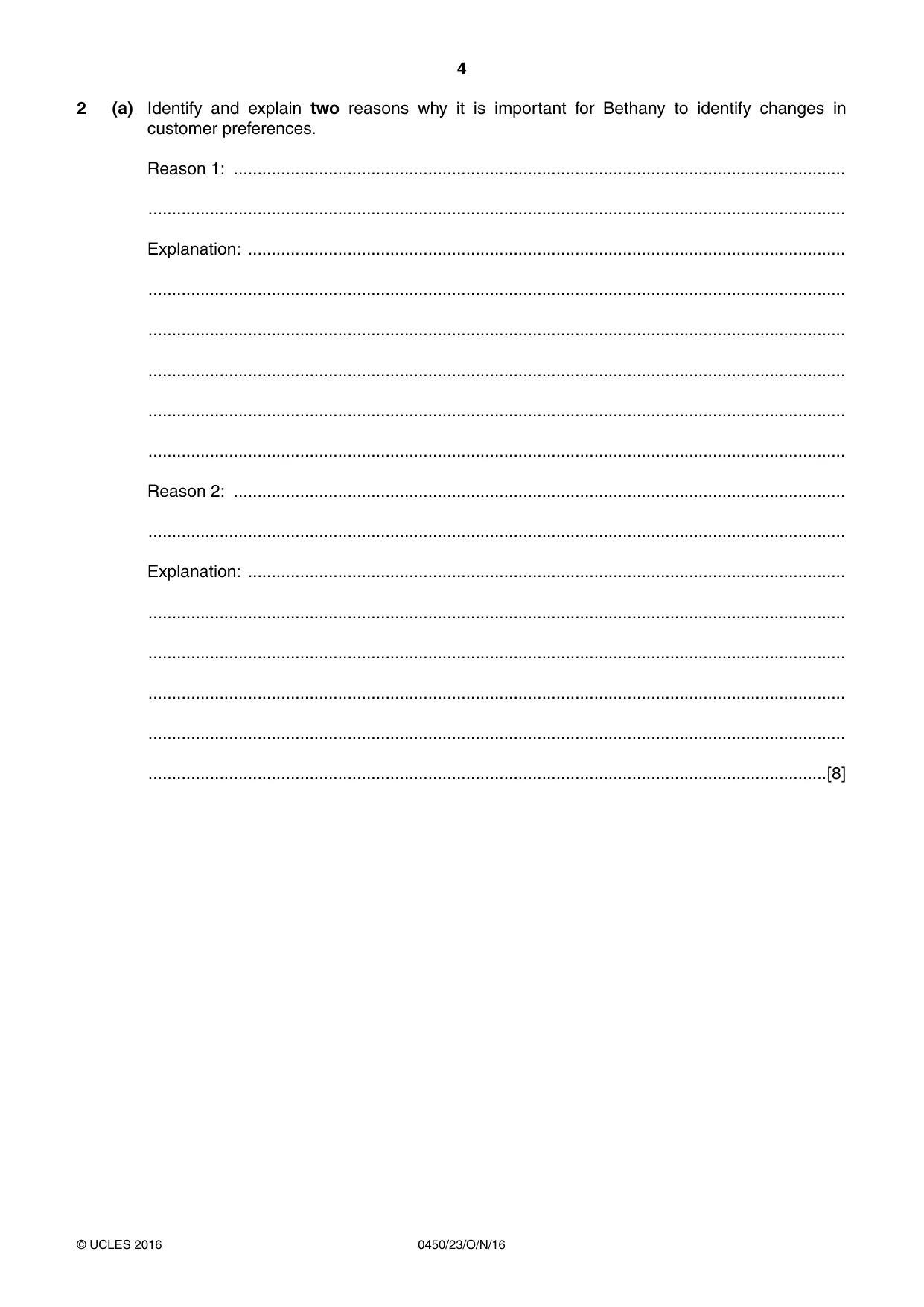 Cambridge IGCSE Business Studies 0450 2016 Oct/Nov Paper 2 · Variant 3 question paper, page 4 of 12