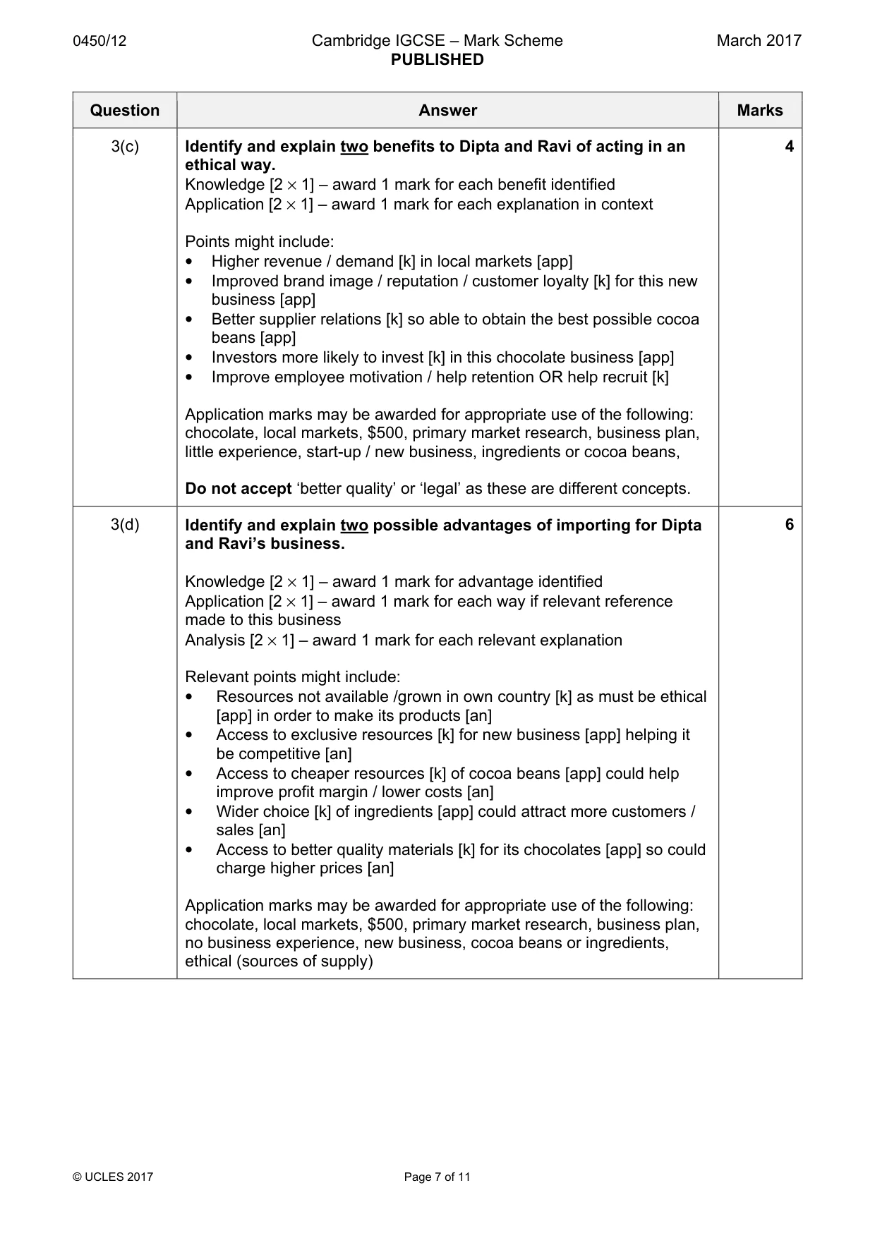 Mark scheme, page 7 of 11