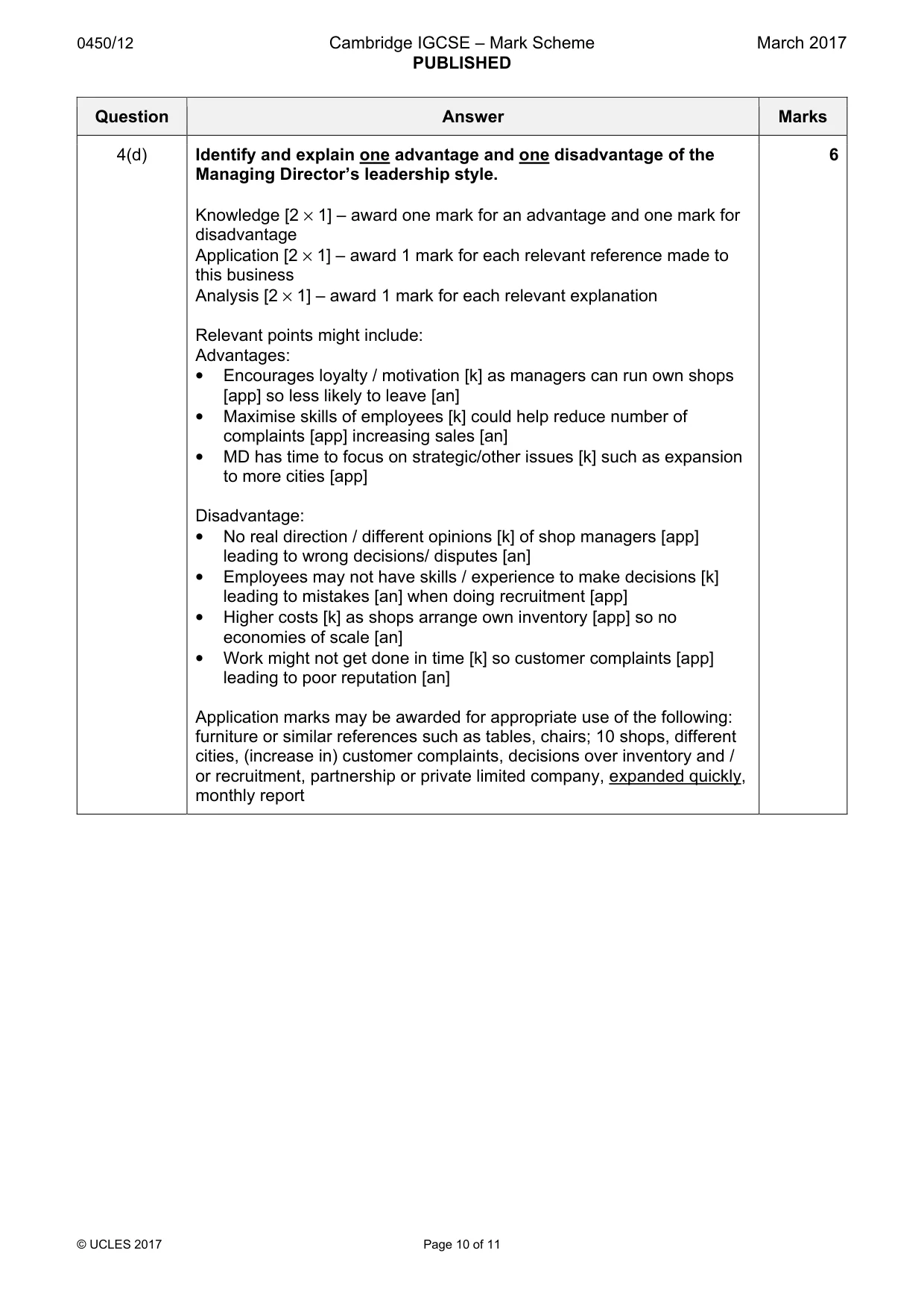Mark scheme, page 10 of 11