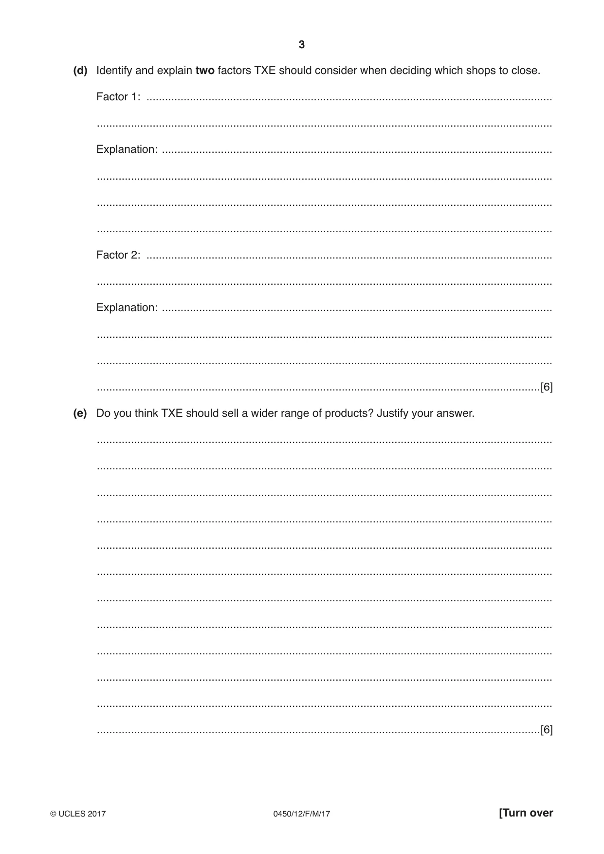 Cambridge IGCSE Business Studies 0450 2017 Feb/March Paper 1 · Variant 2 question paper, page 3 of 12