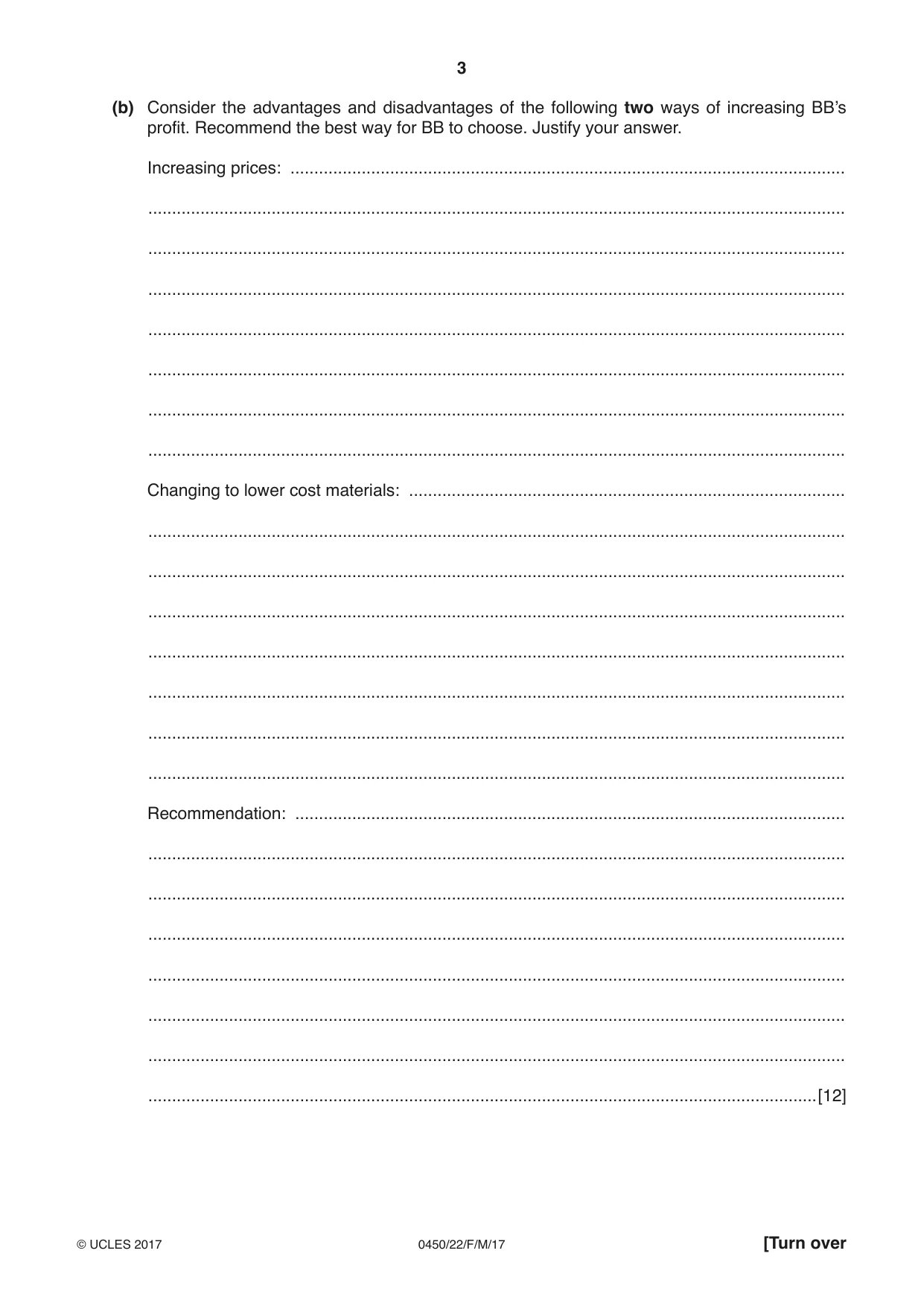 Cambridge IGCSE Business Studies 0450 2017 Feb/March Paper 2 · Variant 2 question paper, page 3 of 12