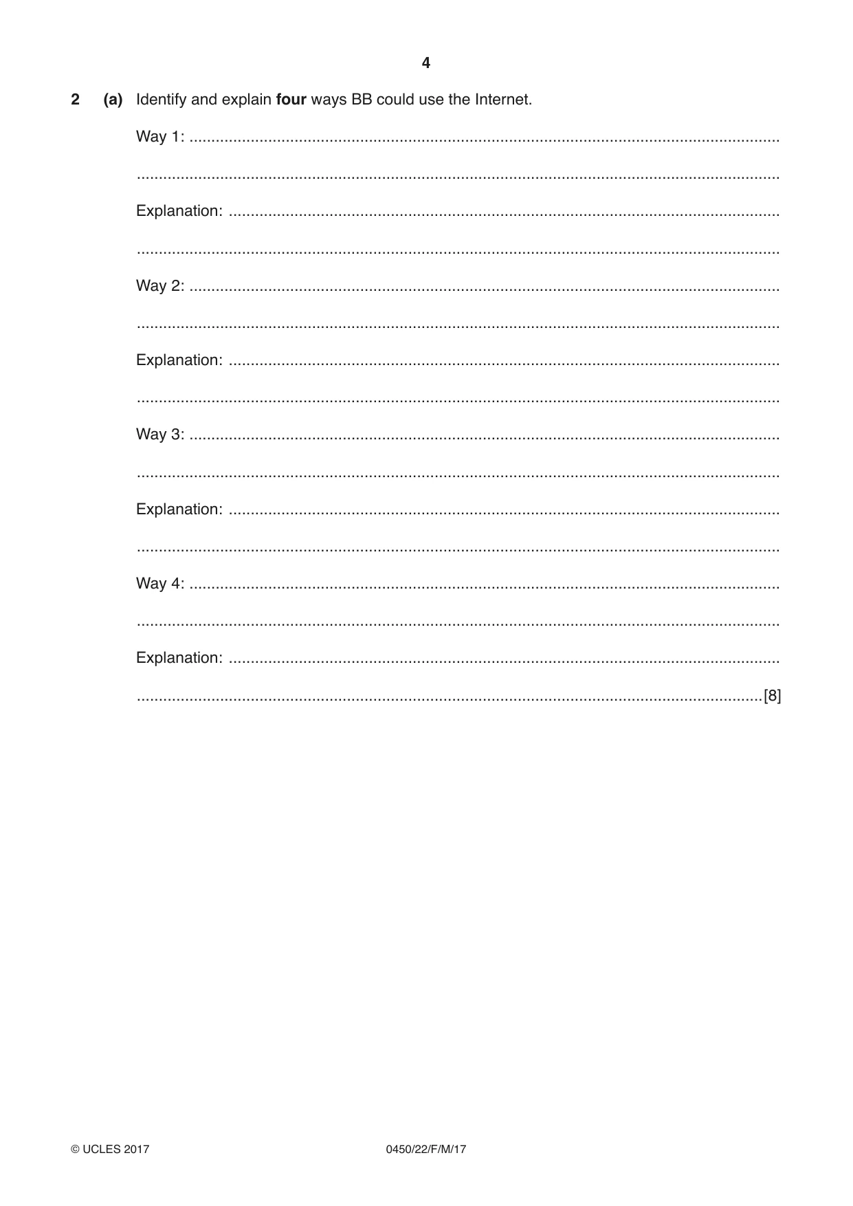Cambridge IGCSE Business Studies 0450 2017 Feb/March Paper 2 · Variant 2 question paper, page 4 of 12