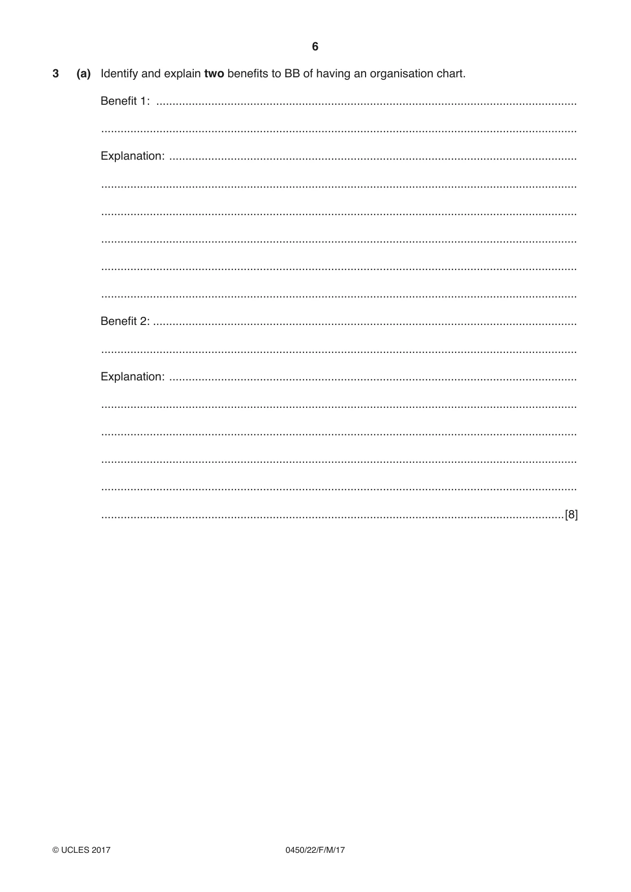 Cambridge IGCSE Business Studies 0450 2017 Feb/March Paper 2 · Variant 2 question paper, page 6 of 12