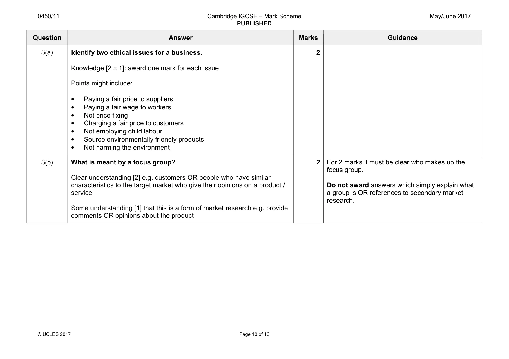 Mark scheme, page 10 of 16