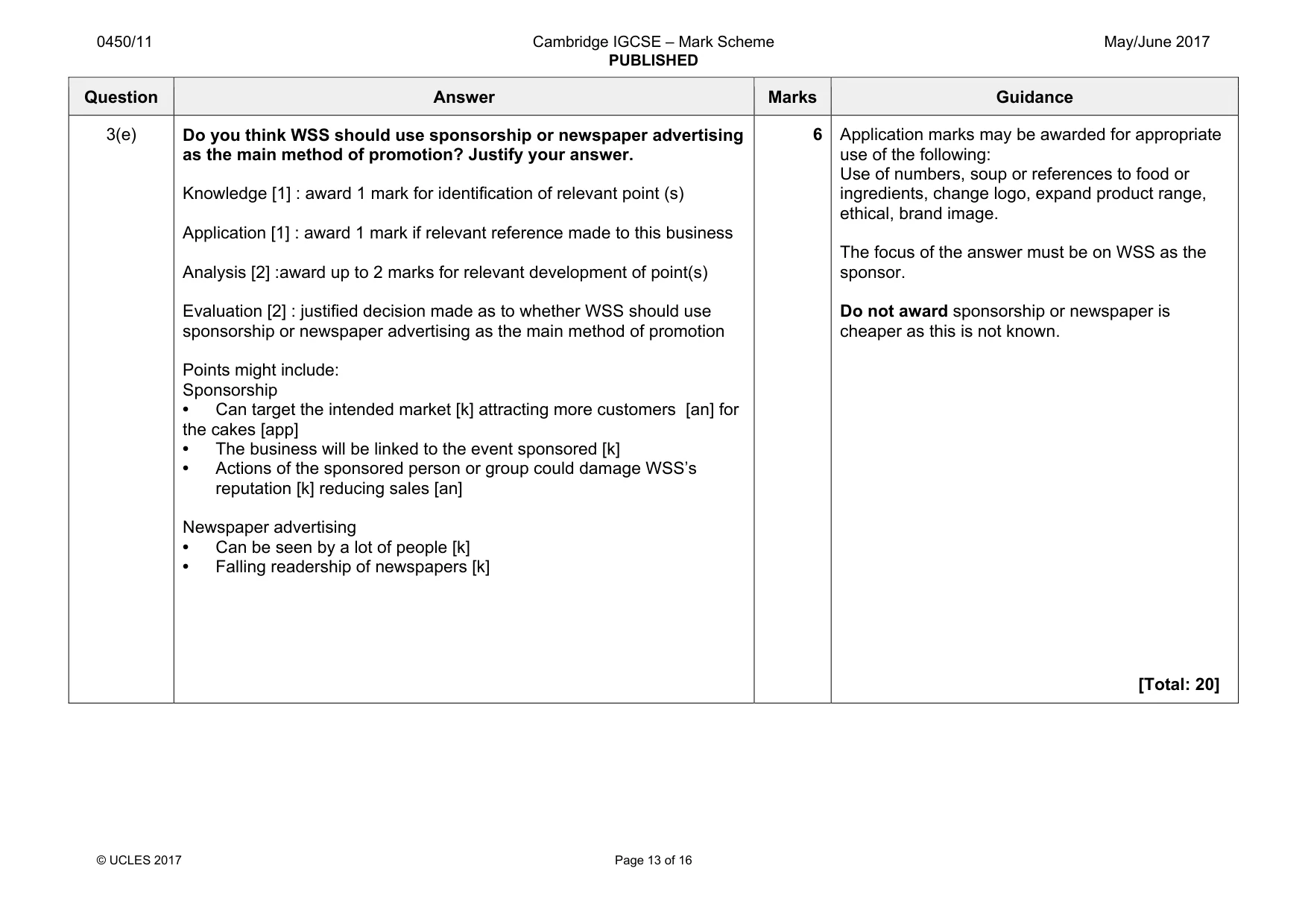 Mark scheme, page 13 of 16