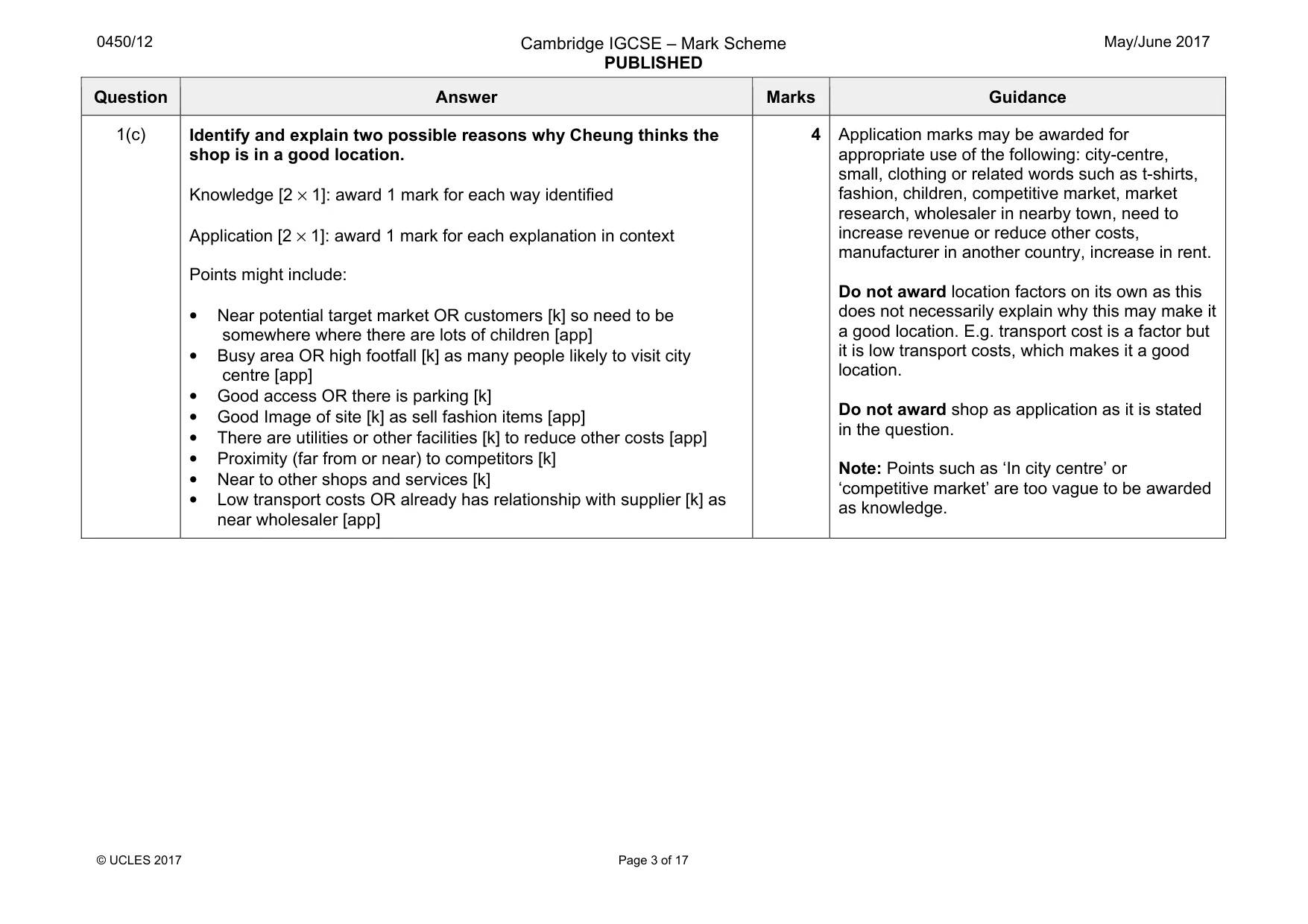 Mark scheme, page 3 of 17