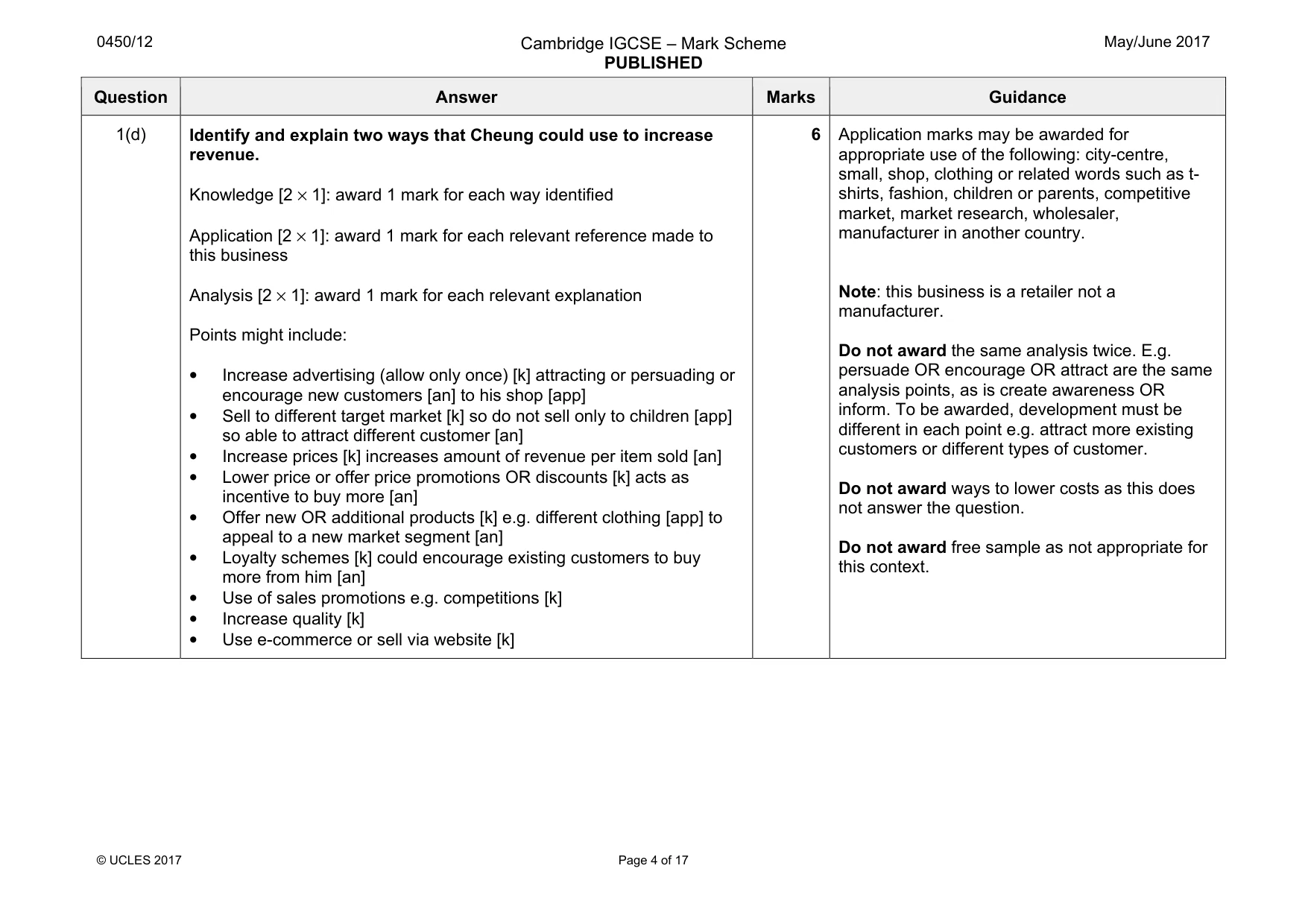 Mark scheme, page 4 of 17