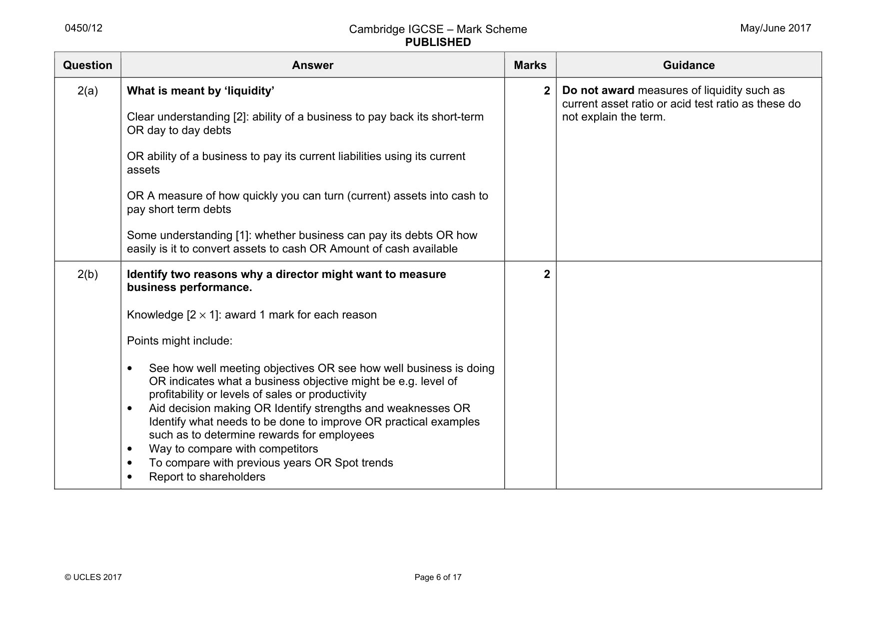 Mark scheme, page 6 of 17
