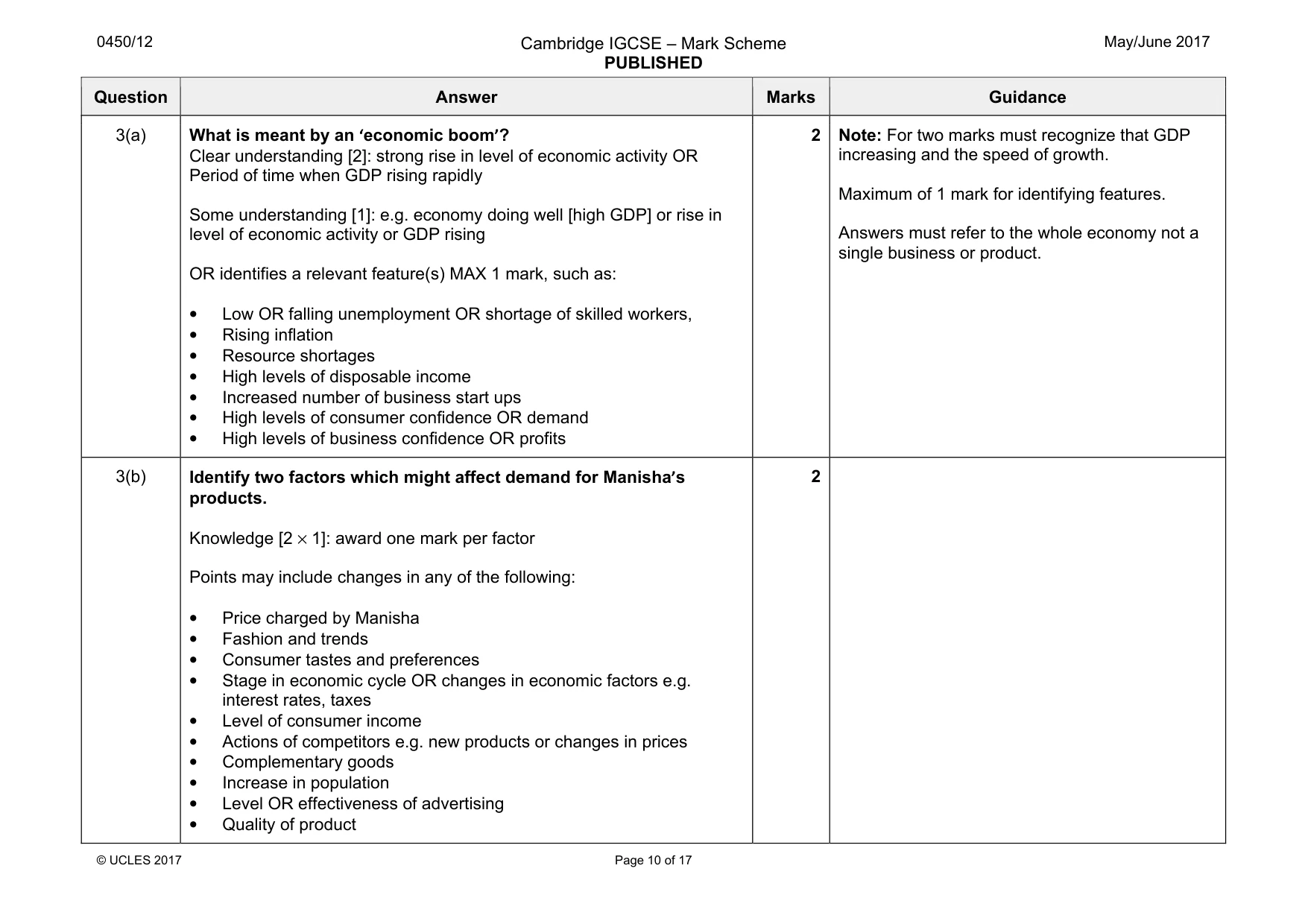 Mark scheme, page 10 of 17