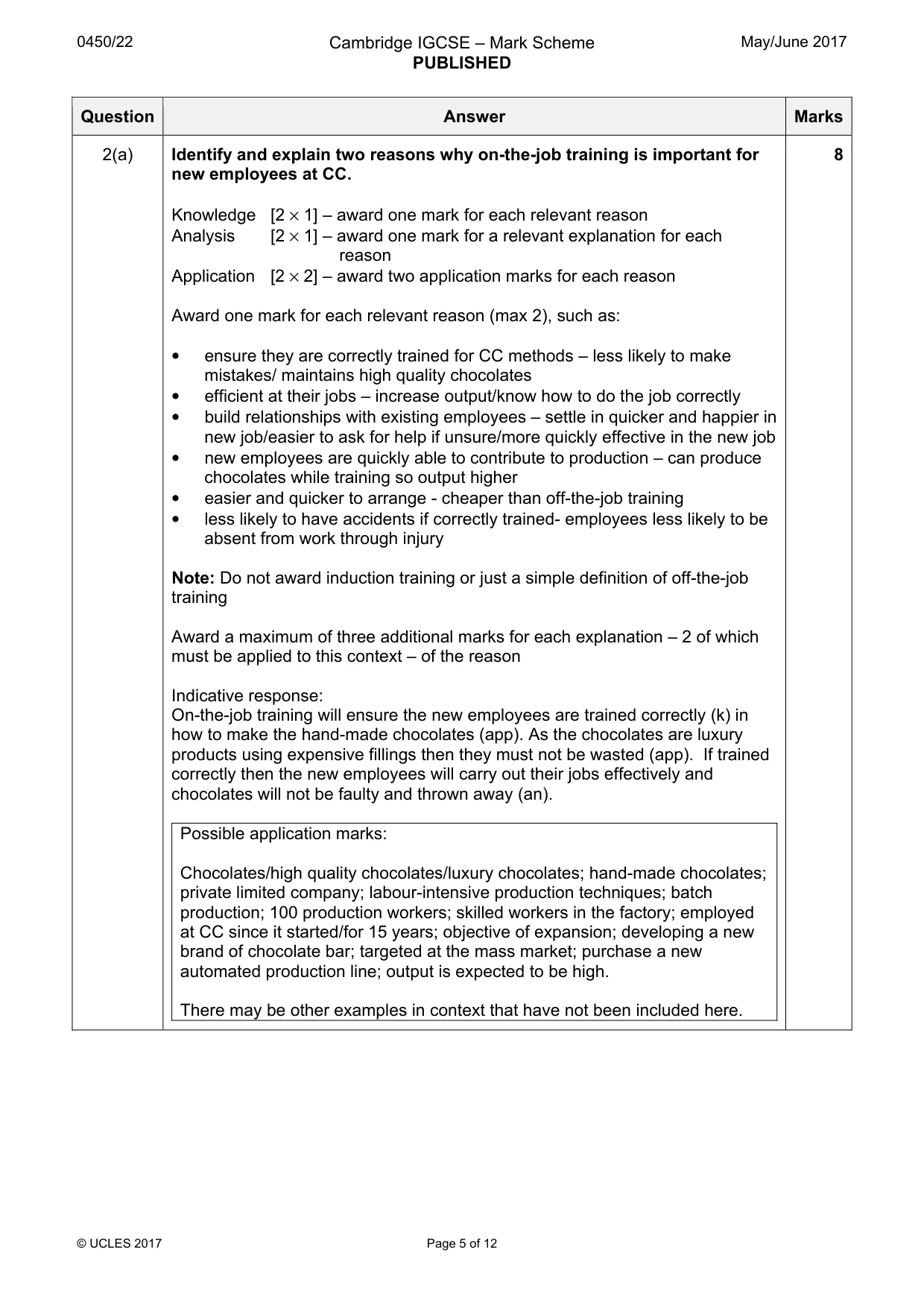 Mark scheme, page 5 of 12