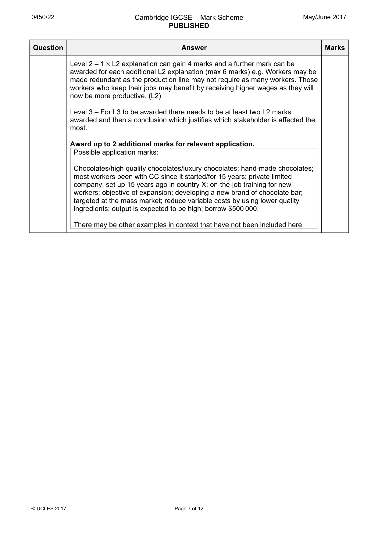 Mark scheme, page 7 of 12