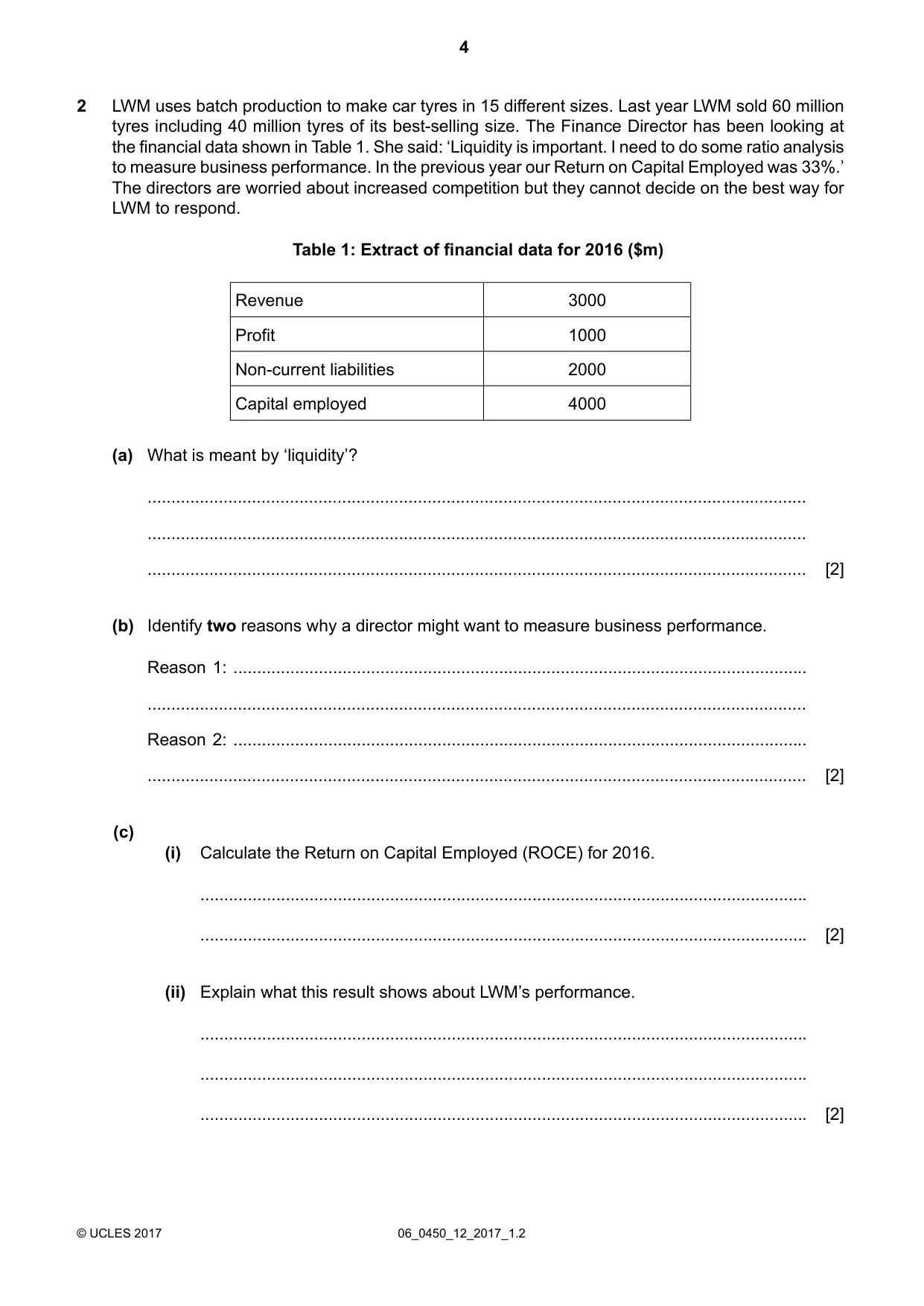Cambridge IGCSE Business Studies 0450 2017 May/June Paper 1 · Variant 2 question paper, page 4 of 12