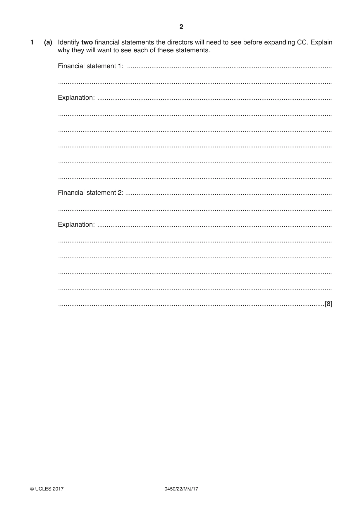 Cambridge IGCSE Business Studies 0450 2017 May/June Paper 2 · Variant 2 question paper, page 2 of 12