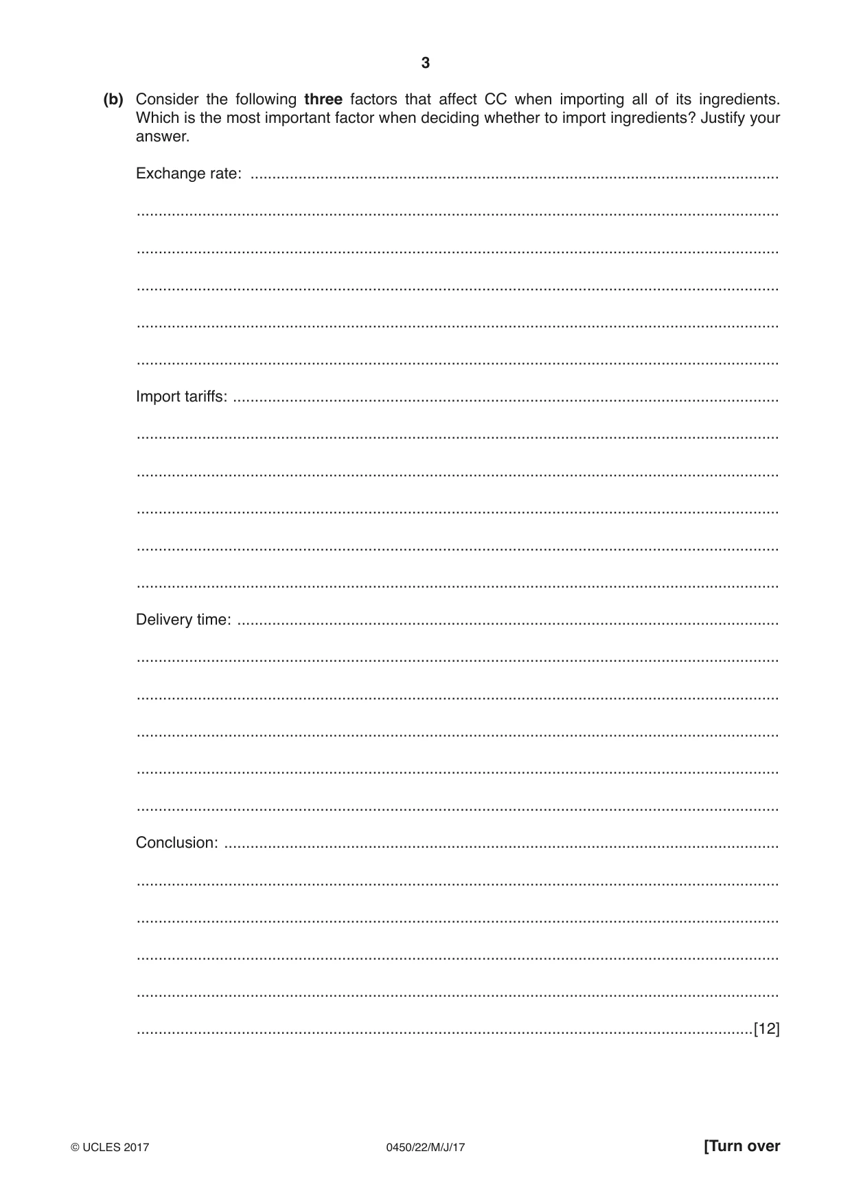 Cambridge IGCSE Business Studies 0450 2017 May/June Paper 2 · Variant 2 question paper, page 3 of 12