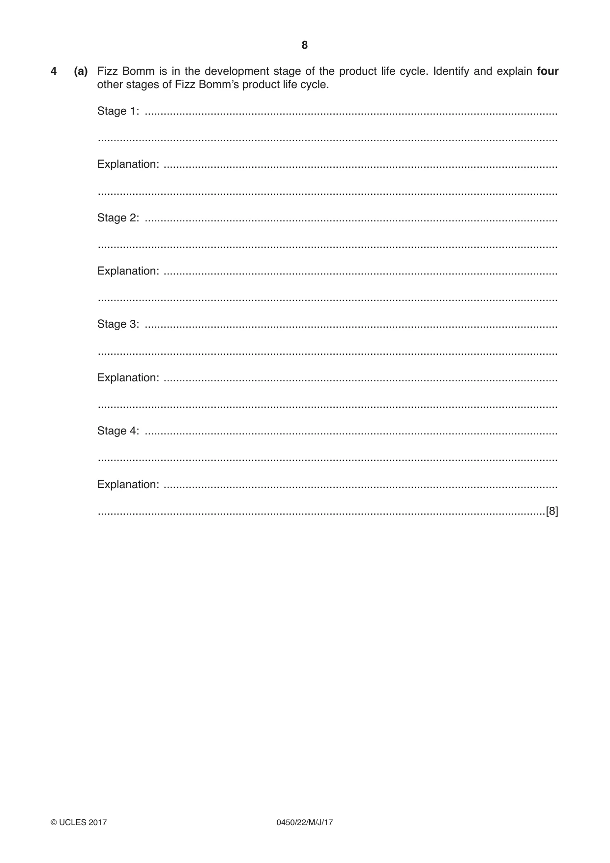Cambridge IGCSE Business Studies 0450 2017 May/June Paper 2 · Variant 2 question paper, page 8 of 12