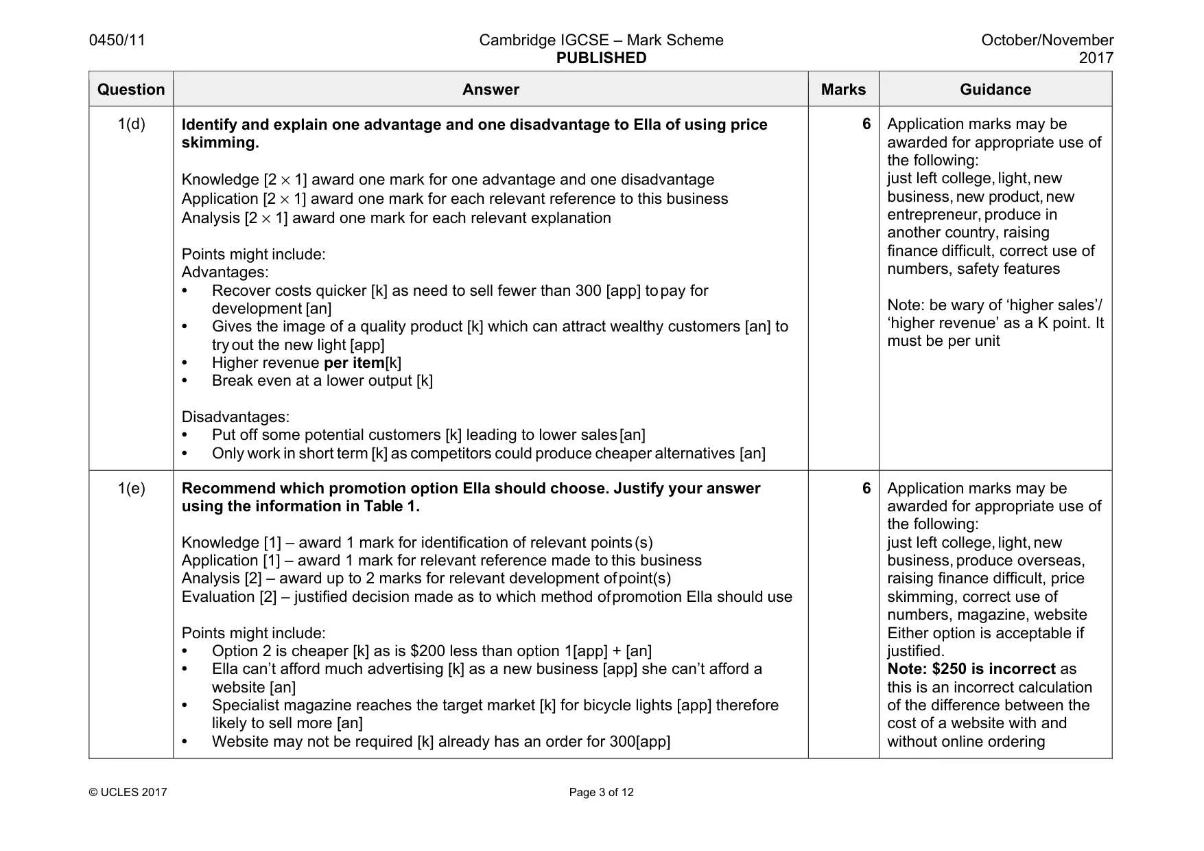 Mark scheme, page 3 of 12