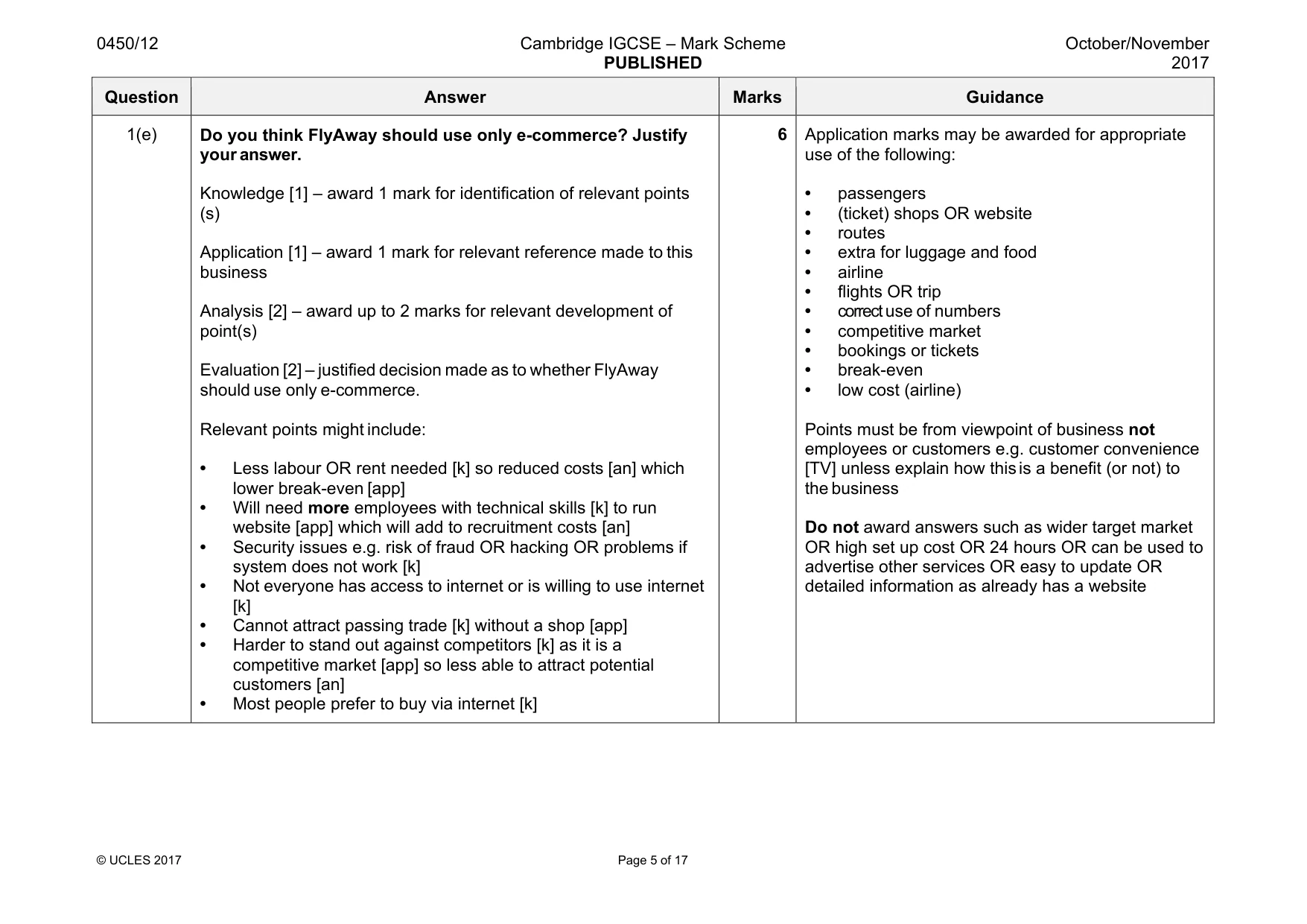Mark scheme, page 5 of 17