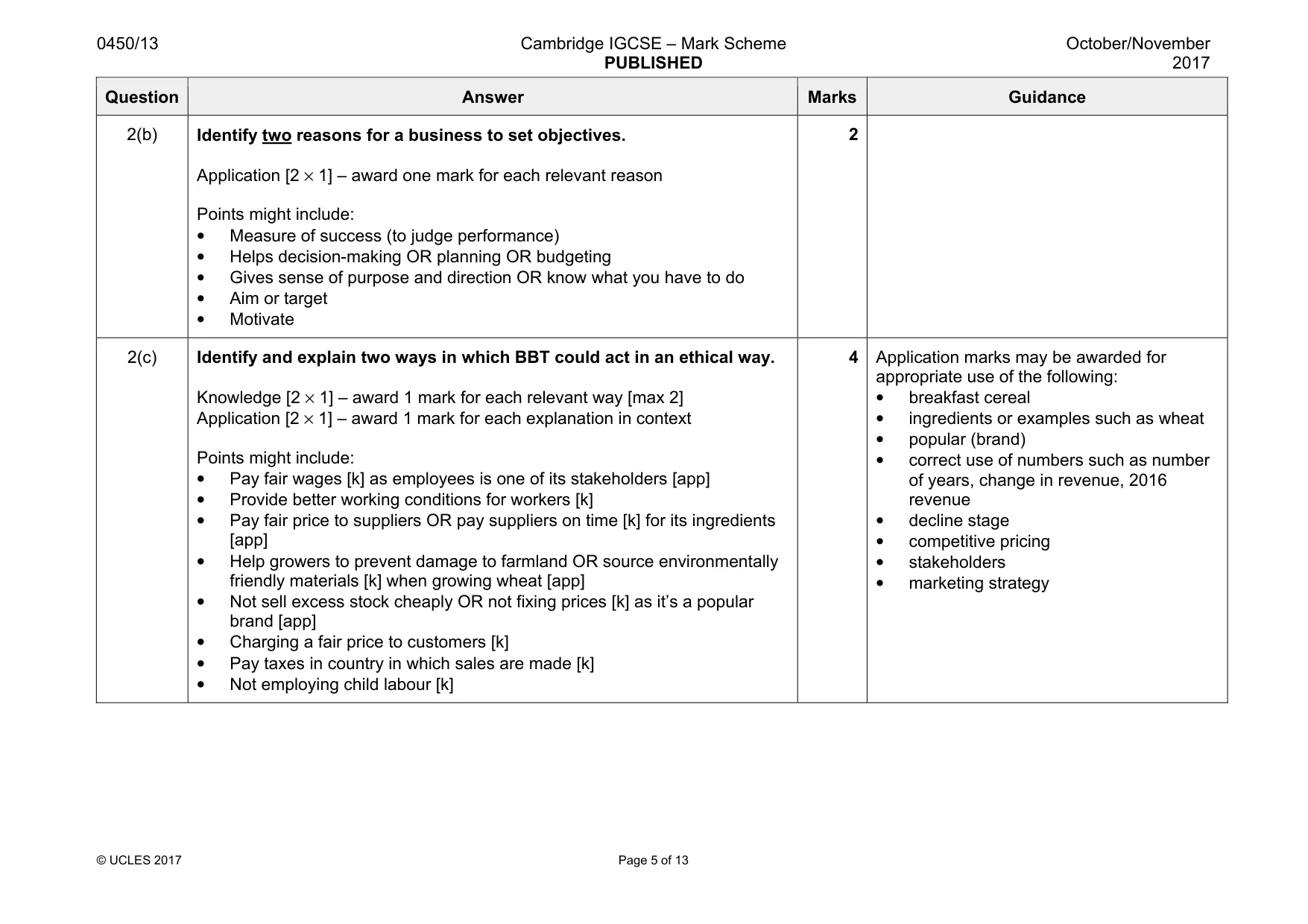 Mark scheme, page 5 of 13