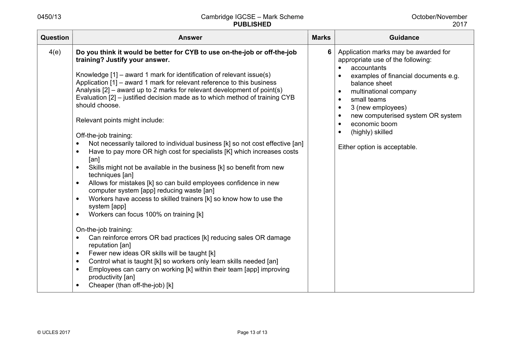 Mark scheme, page 13 of 13